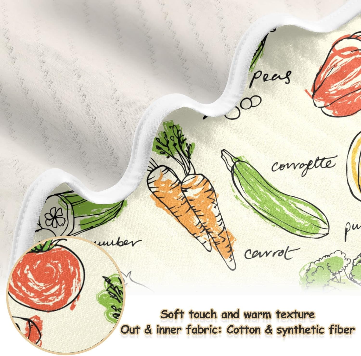 Ollabaky Vegetables Food Baby Blanket for Boys Girls Cotton Throw Blanket Swaddle Blanket for Crib Stroller Nursery Receiving Blanket Infant Toddler Unisex 30"x40"