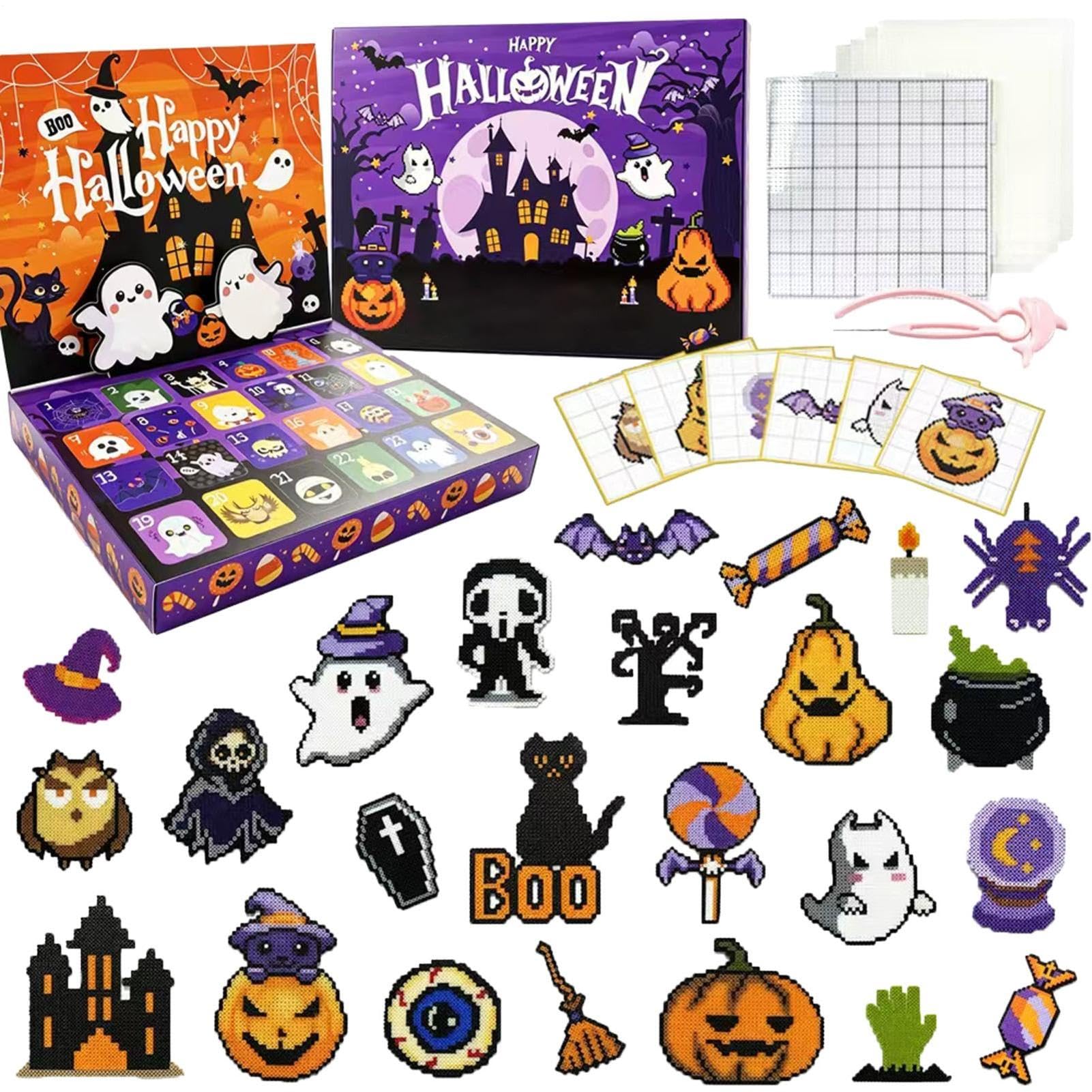 Halloween-Adventskalender Für Kinder 24-Tage-Bügelperlen-Gruselkürbis-