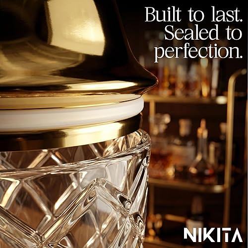 Vista 5 de Juego de coctelera de vidrio - 5 piezas - Juego de coctelera de Martini dorado con colador, vaso medidor, cuchara y mortero - Cocteleras de 16 oz