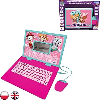 LEXIBOOK, Paw Patrol, Bilingual ENGLISH/POLISH Educational Computer, Toy for children with 124 language, writing, maths, logic, music activities and games, Pink, JC598PAGi17