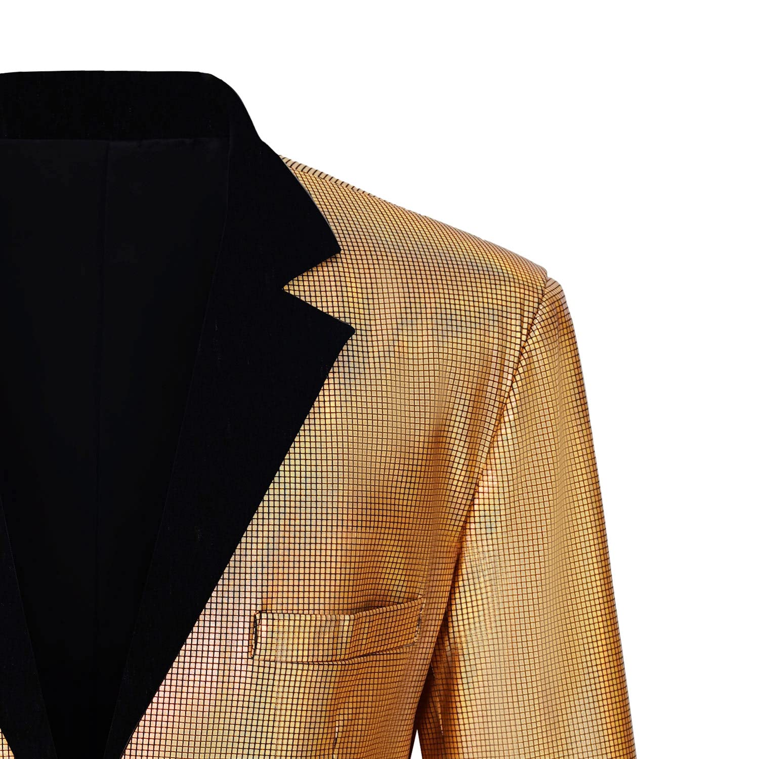 Gold Men's Halloween Sequin 70s Disco Retro Suits Party Prom Sequin Disco Sparkly Tuxedos 2 Piece