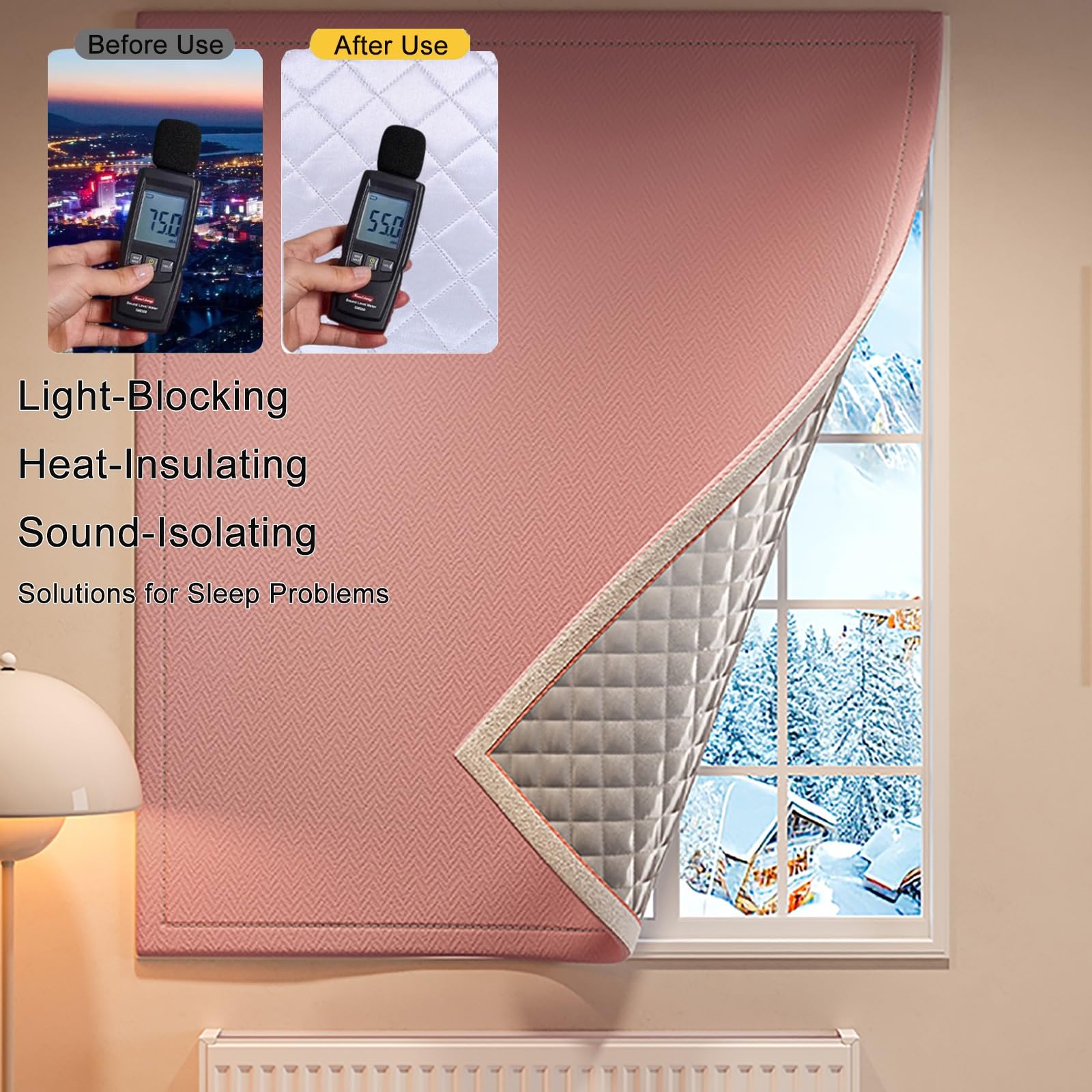 Kit d'isolation de fenêtre pour l'hiver, rideau coupe-vent réduit le bruit et garde la chaleur, facile à installer, protection thermique pour la maison, 120 x 120 cm