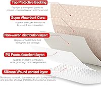Vista 4 de FRESINIDER 7"x7" (Pack of 5) Wound Silicone Sacral Foam Dressing - Sacrum Foam Adhesive with Border - Waterproof Absorbent Breathable Bed Sore
