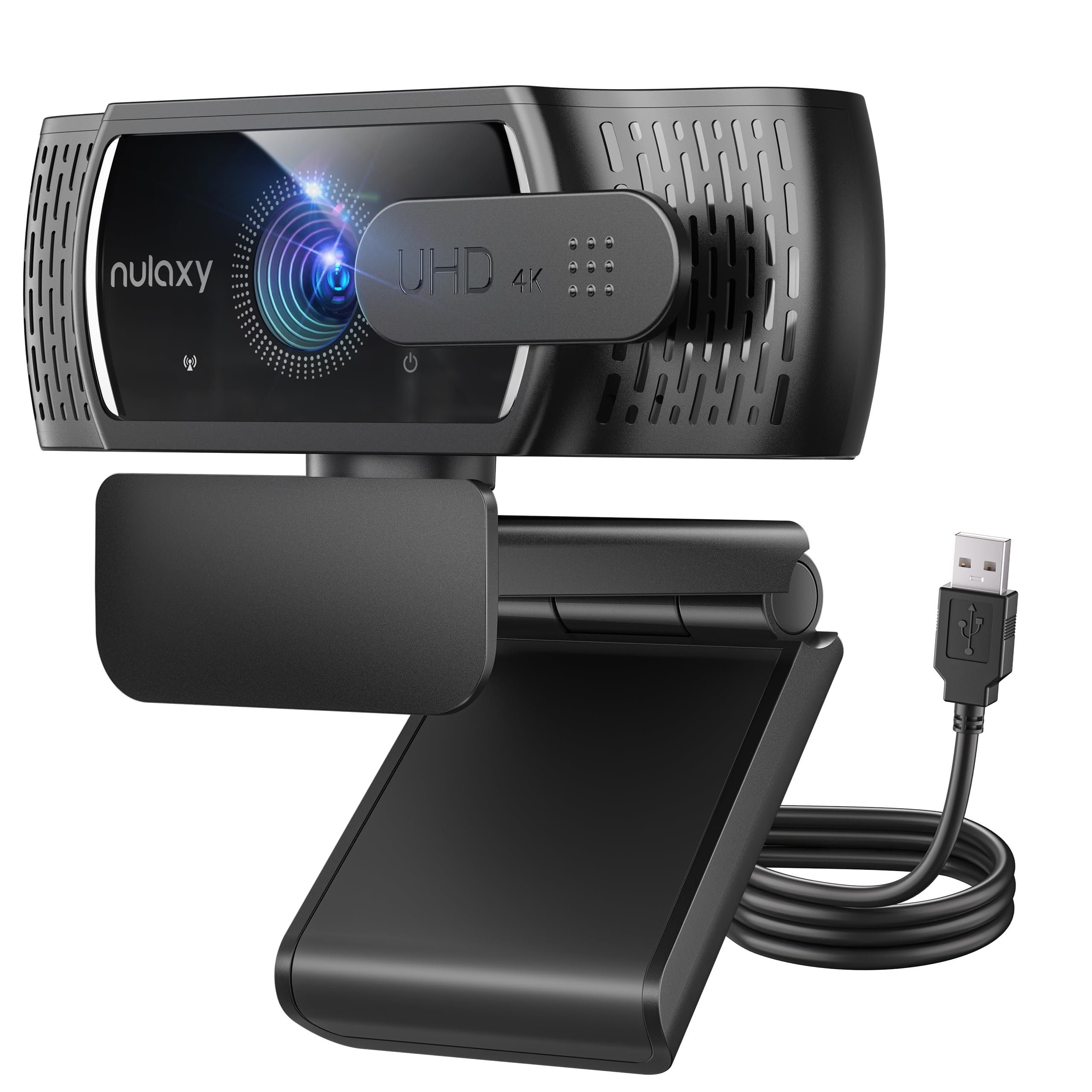 Nulaxy QHD 4K Webcam mit automatischer Lichtkorrektur, zwei geräuschunterdrückenden Mikrofonen, 1,5 m USB-Plug-and-Play, 80° Ultraweitwinkelobjektiv mit Abdeckkappe, ideal für Videoanrufe und Meetings