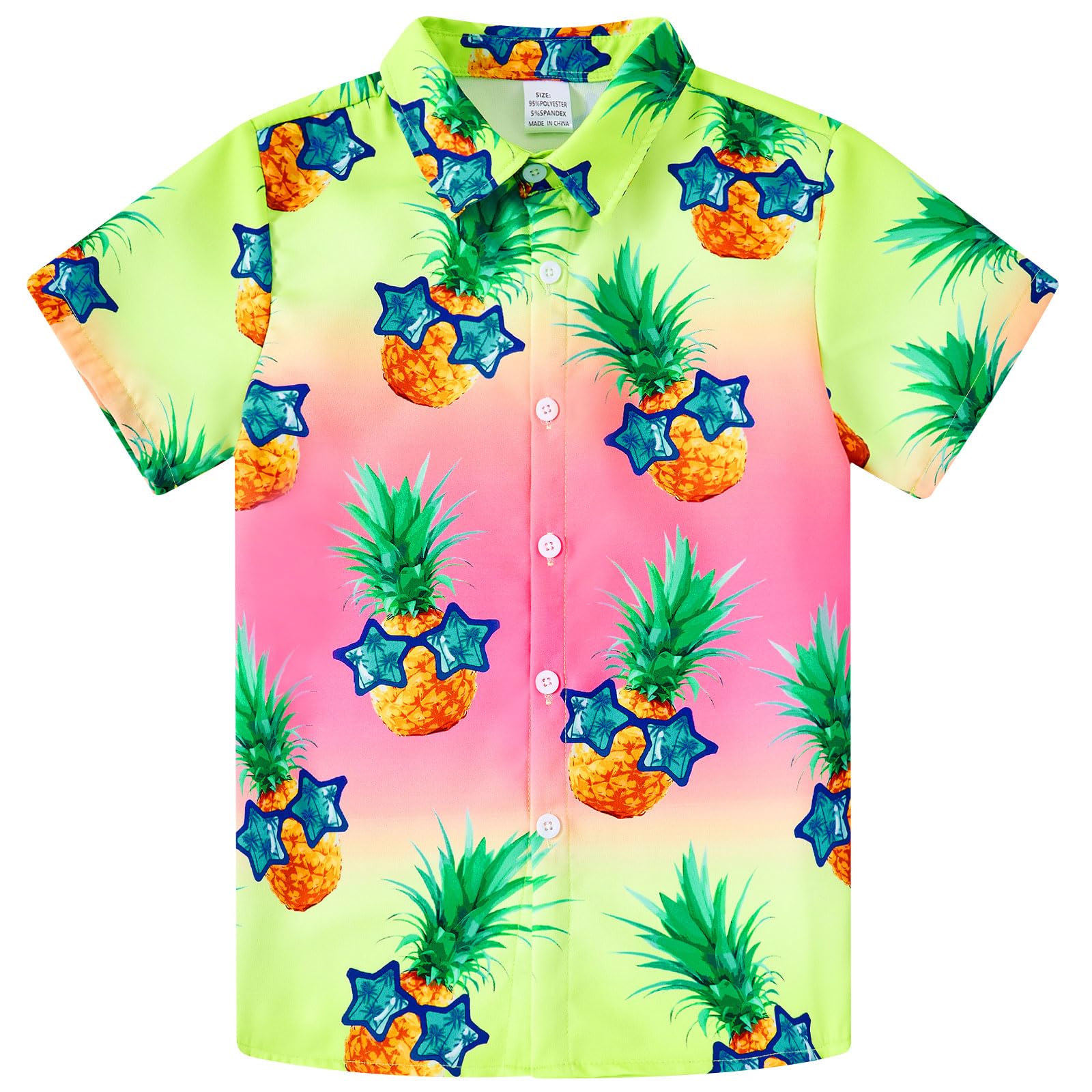 UNICOMIDEA Little & Big Boys Hawaiian Shirt Kids Tropical Luau 3D Print Button Down Shirts for 3-14 Years Old