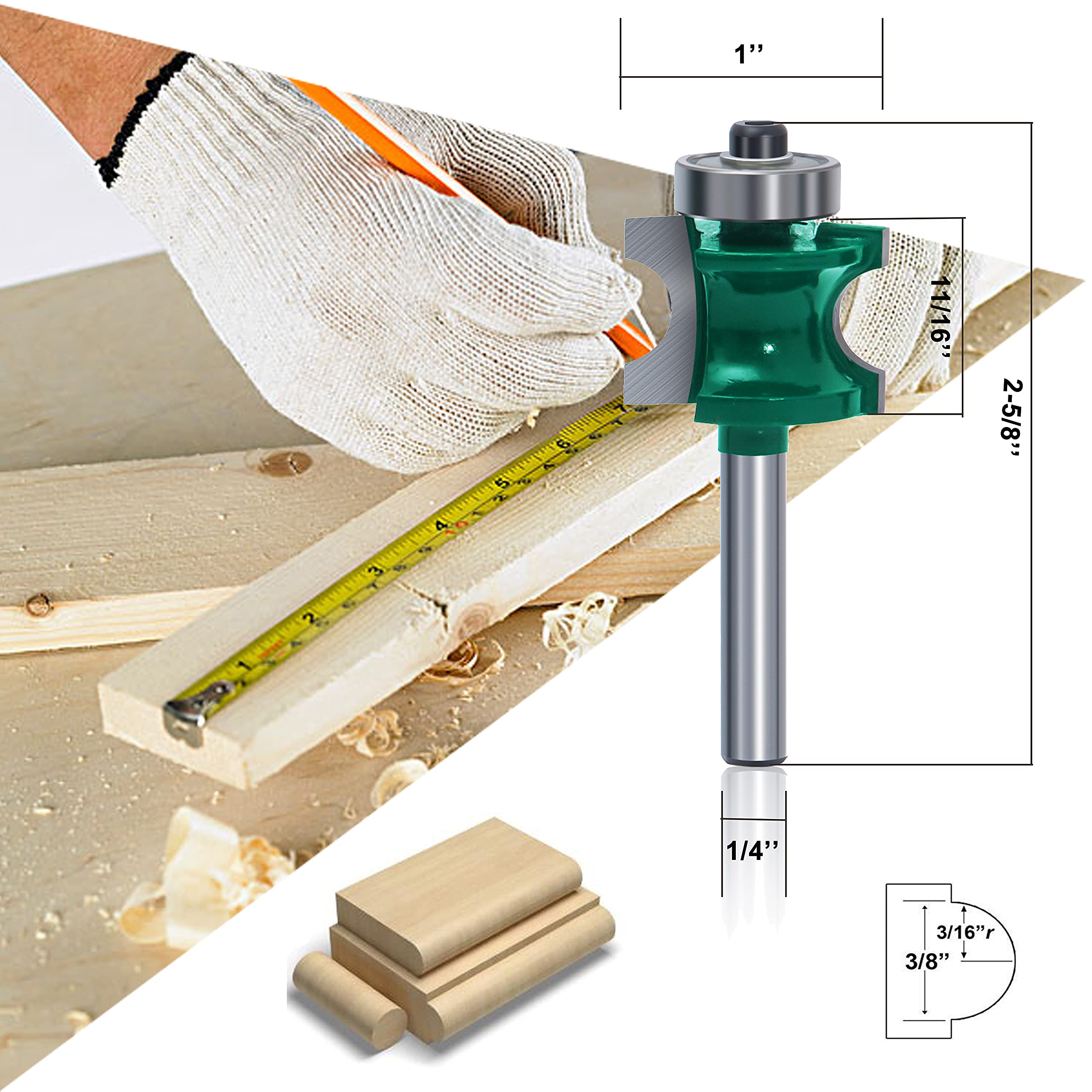 MAYLINE 1/4 Inch Shank Router Bits Sets 5 PCS, Tongue Groove Rail Stile Woodwork Milling Cutter Router Bit Set - Image 3