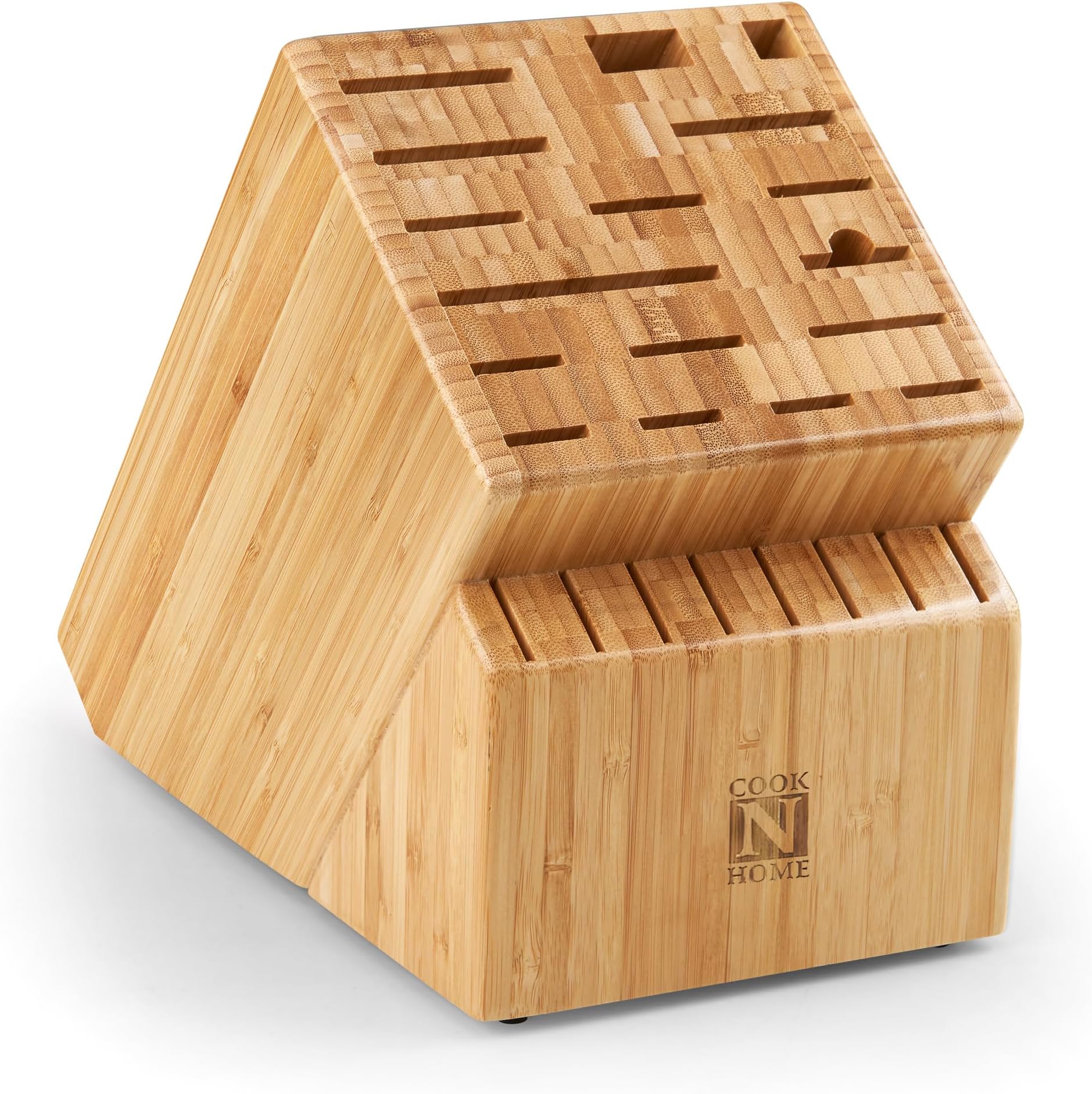 Bamboo Knife Storage Block without Knives, 25 Slots Universal Knife Holder Countertop Butcher Block Knife Stand for Easy Kitchen Storage