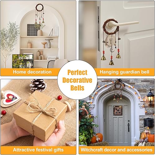 Miniatura 6 de 2 campanas de bruja para pomo de puerta para protección, campanas colgantes, campanas de viento, campanas decorativas hechas a mano para decoración