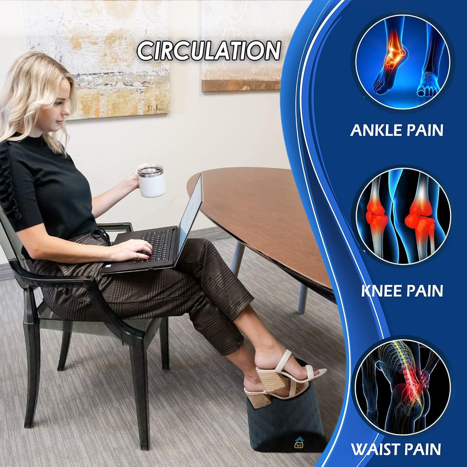 DSM OFFICE Foot Rest for Under Desk, Ergonomic Footrest, Memory Foam, Adjustable w. Non-Slip Base - 21.5 x 12 x 6.5in : Office Products