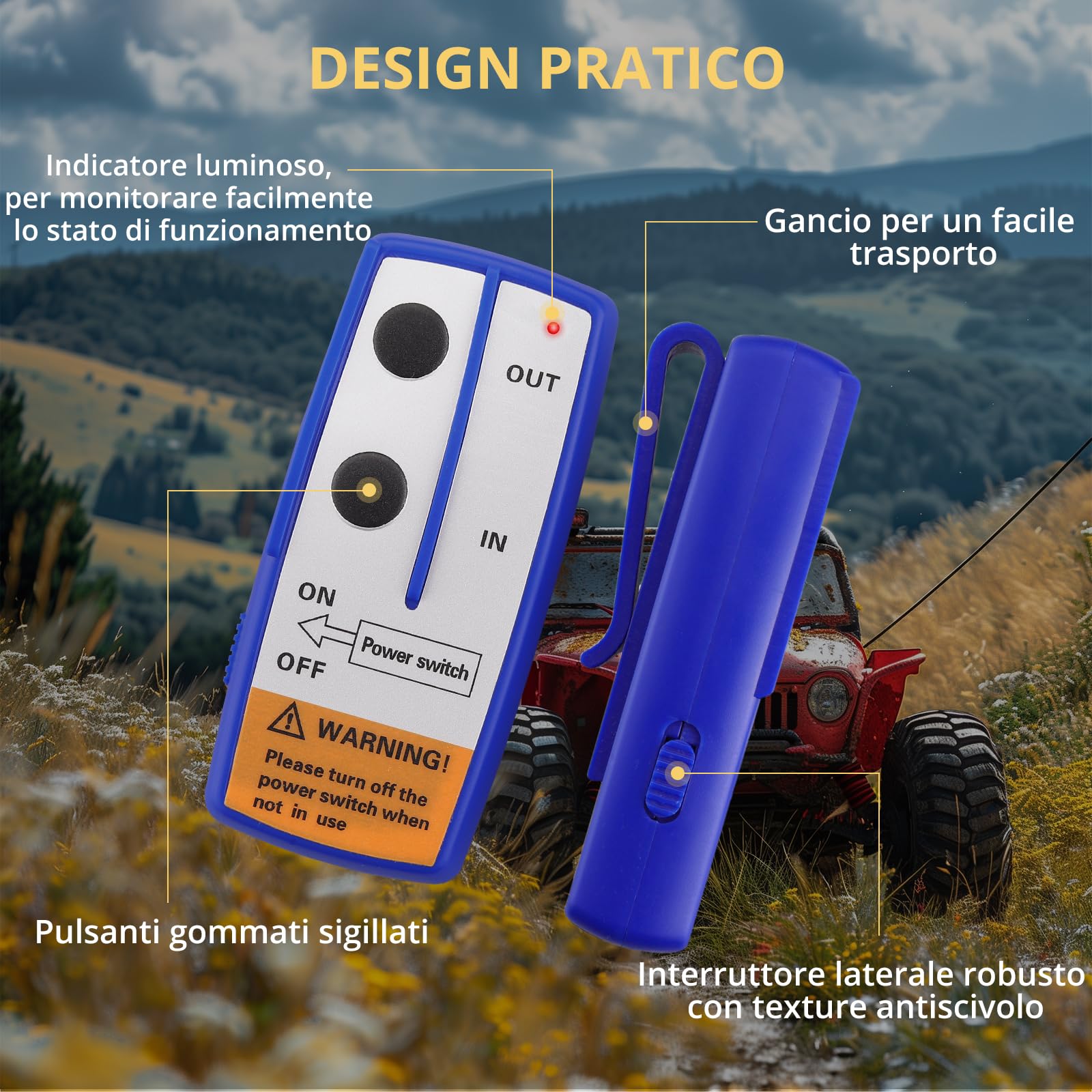 AMTOVL Kit Telecomando Wireless per Verricello 12V Portata Fino a 30 Metri Controller Wireless per Verricello con Spia per Auto Fuoristrada ATV SUV