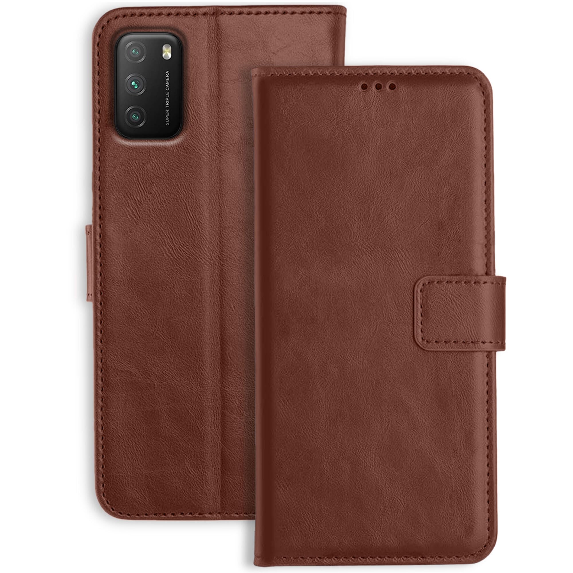Orosky Poco M3 Flip Cover | Leather Finish | Inside Pockets & Stand | Shockproof Wallet Style Magnetic Closure Back Cover Case for Poco M3 (Brown) (B09SBHTF65) Amazon Price History, Amazon Price Tracker