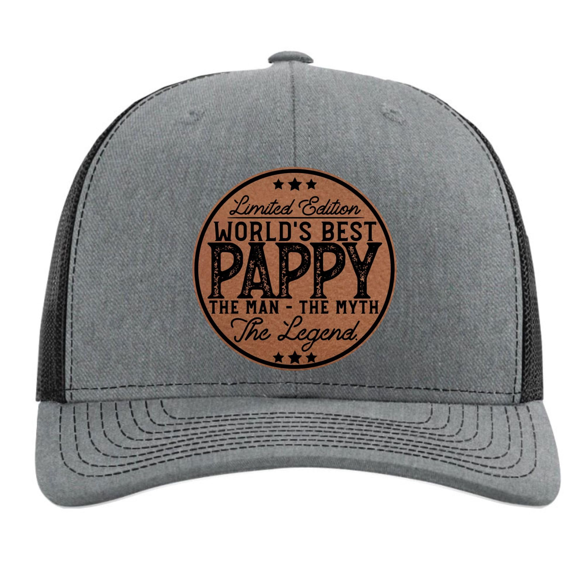 Pappy Gifts - Fathers Day Hats for Grandpa - Worlds Best Pappy - Promoted to Grandpa Fathers Day Christmas Birthday Gift - Man Myth Legend - Golf Hats for Men 2025 - Richardson 112 Trucker Hat