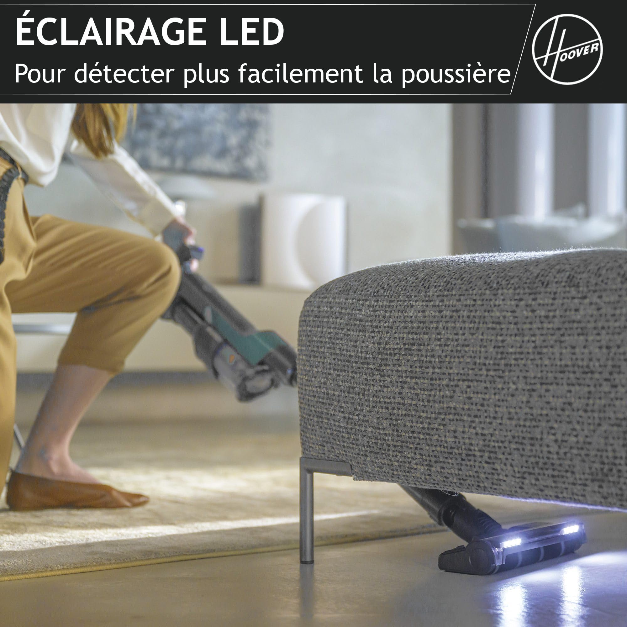 Hoover Ultra-léger HF201P Aspirateur Balai sans Fil, Turbobrosse Spécial Animaux, Technologie Ultra Compact x3, 1L, Puissant 50AW, 40 Min, Brosse Sols durs Anti-Twist, Eclairage LED, Noir & Ver