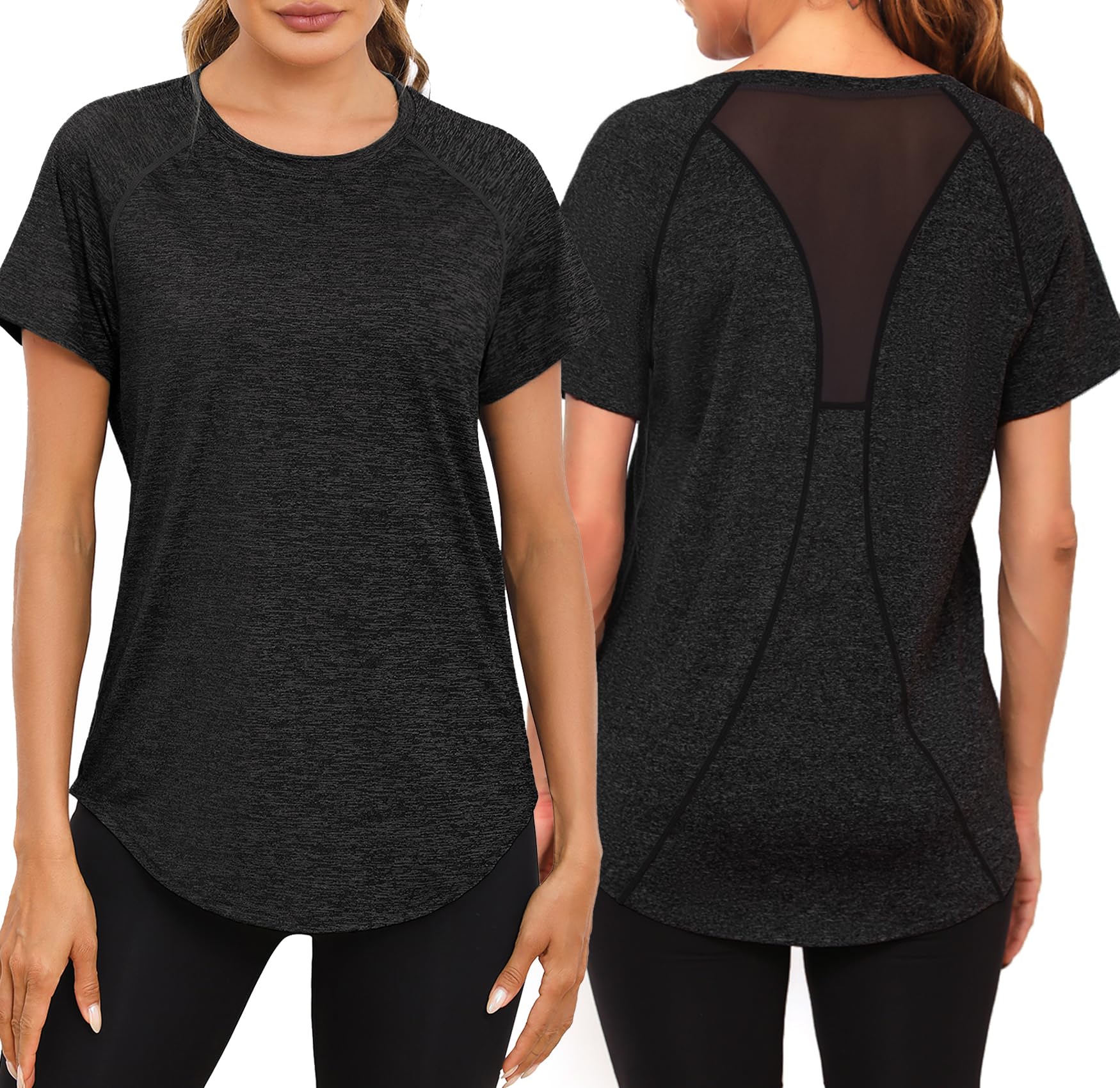 Wayleb Women's Sports T-Shirt Short Sleeve Wrinkle Resistant Quick Dry Top Tops
