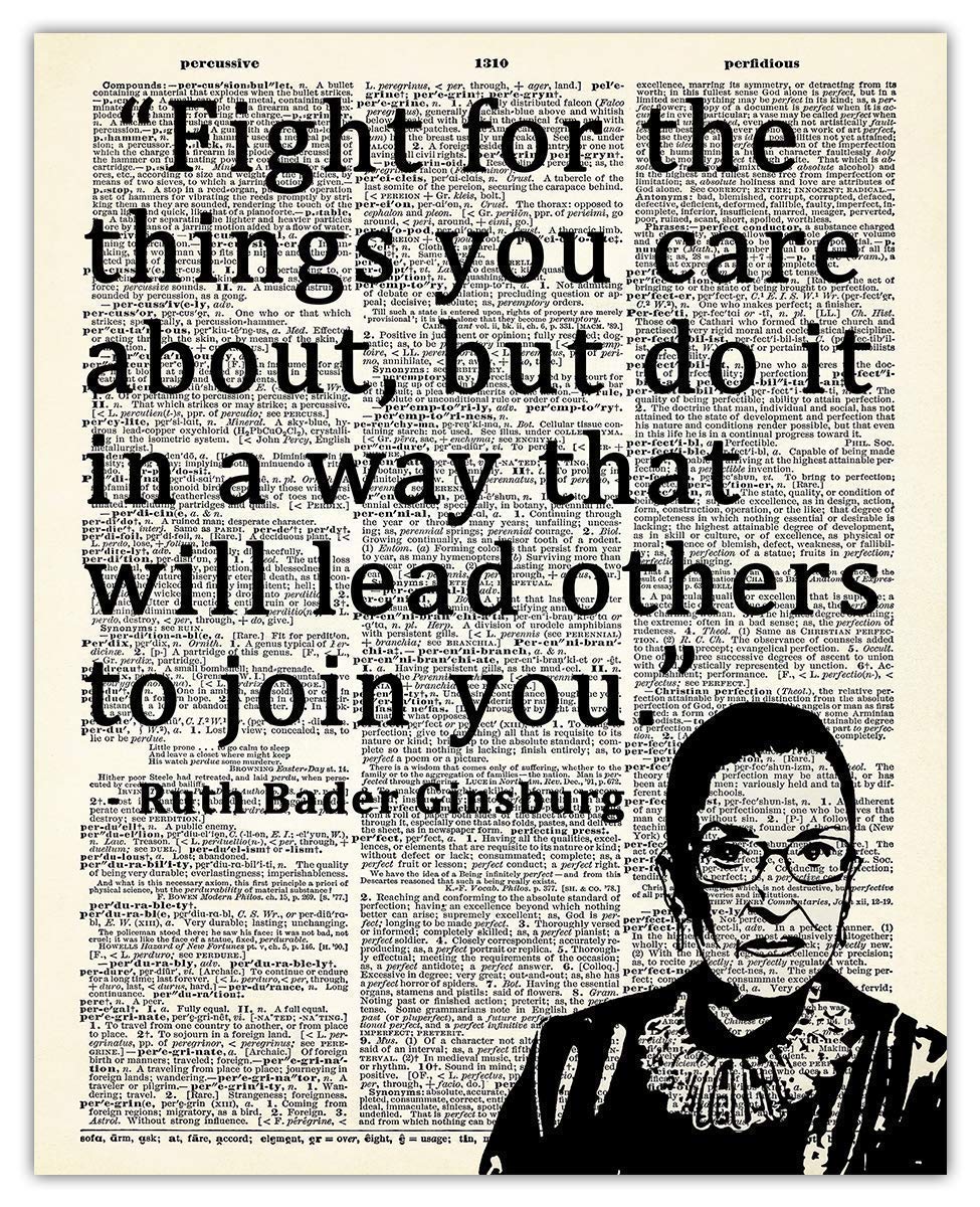 Inspirational Ruth Bader Ginsburg Wall Art "Fight for Things" 8x10 RBG Poster, RBG Wall Art & Motivational Wall Art, Positive Affirmations Wall Decor for Bedroom & Office Decor for Men &Women