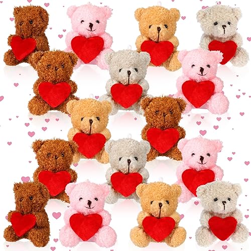 Liliful 20 piezas de animales de peluche pequeños de San Valentín a granel de 4.8 pulgadas pequeños y suaves de animales de peluche en disfraz