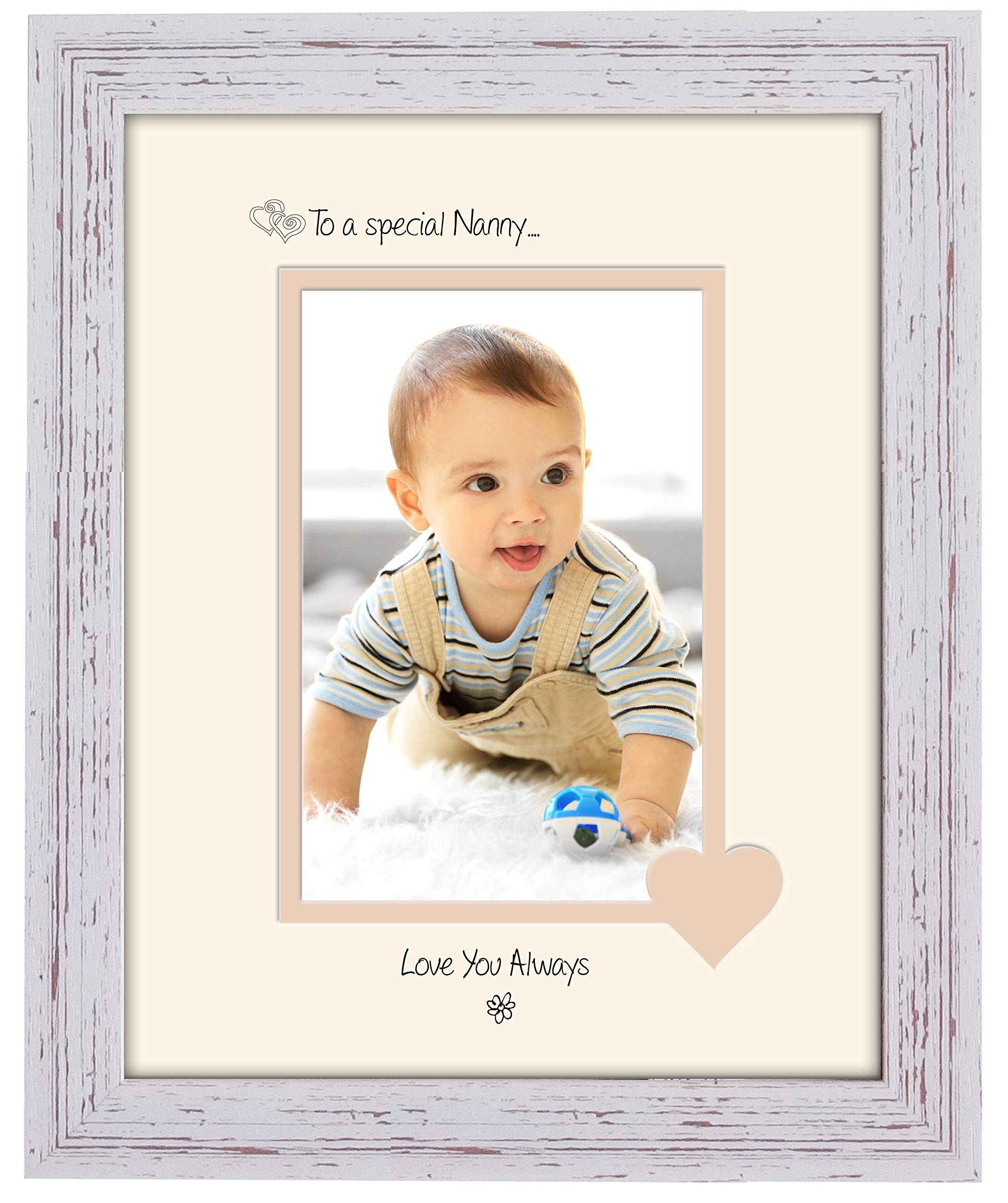 Photos In A Word Shabby Chic Frame Cream Mount Beige Inside Nanny Photo Frame Special Nanny Love You Always Portrait 1111F Double Mounted Quality Gift (Shabby Chic Frame Cream Mount Beige Inside)