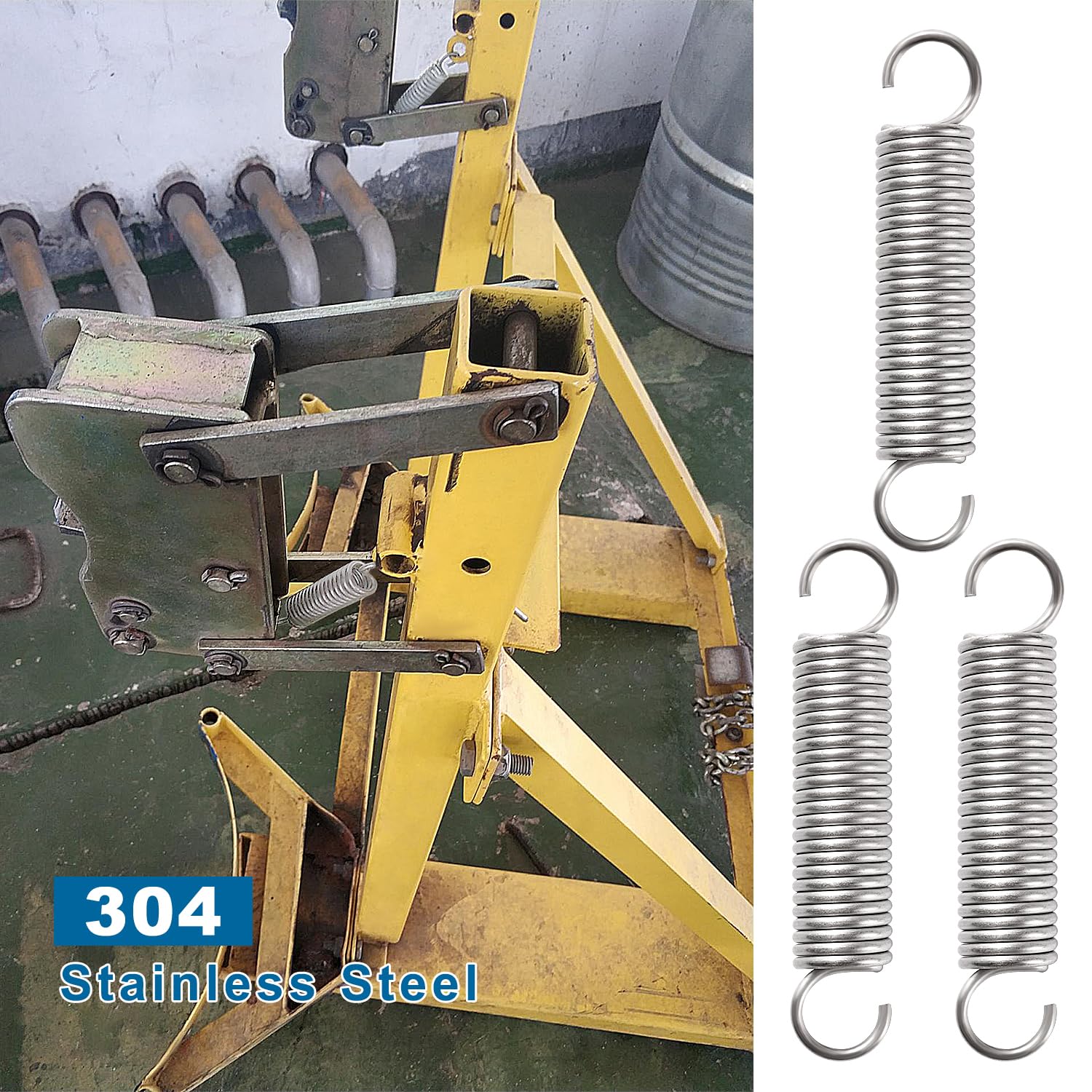 Muelles de Extensión Acero Inoxidable 2.5x20x100 mm Doble Gancho 3 Piezas