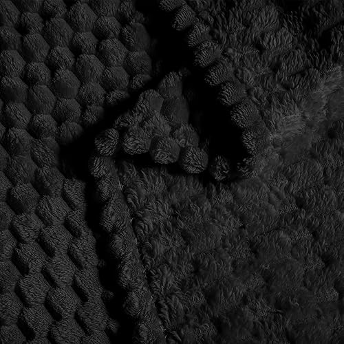 Miniatura 4 de Vessia - Manta de forro polar de franela (50x70 pulgadas), manta 3D de jacquard negra, esponjosa y cálida para sofá, sillón, cama, silla, 300GSM,