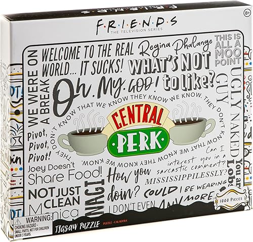 Paladone Friends Central Perk - Rompecabezas de collage de 1000 piezas, eslóganes populares, color blanco