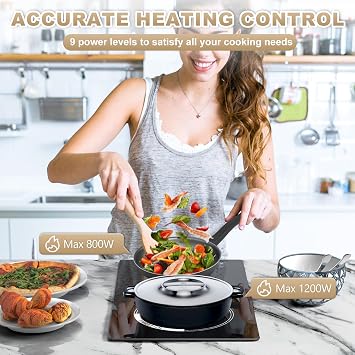 3500W Dual-Zone Induction Cooktop – 2 Burners with Touch Control, 8 Power Levels, Timer, (Ar-nd19001)