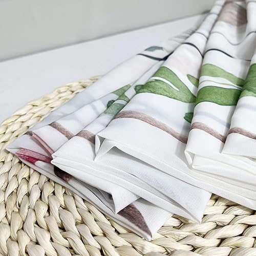 Miniatura 5 de Cortinas de hojas de rosas para sala de estar de 84 pulgadas de largo, juego de 2 paneles elegantes con estampado floral de primavera, cortinas