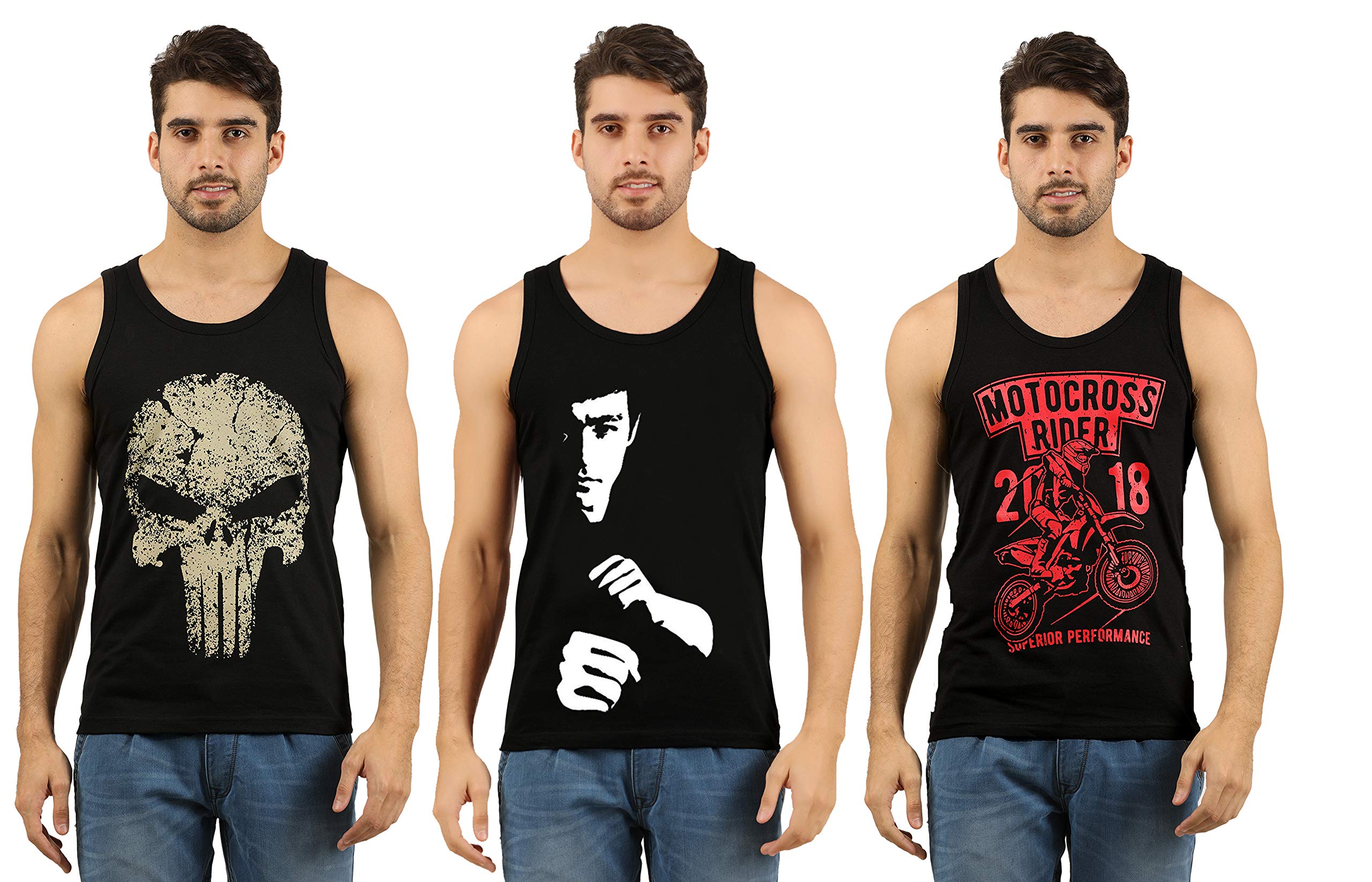 the archer Men's Cotton Printed Vest (Pack of 3)-picture-43
