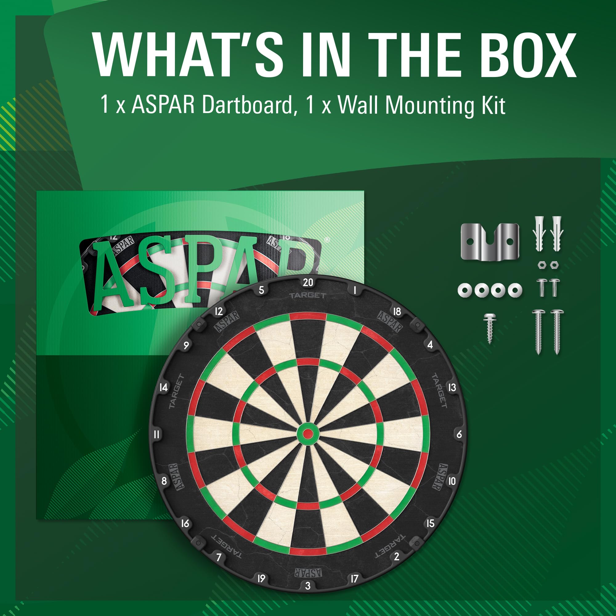 Target Darts Aspar Dart Board | Punta de Acero Diana con Autorrecuperable Sisal Cerdas y Rotational Puntuación Anillo | Thin Wire Reglamento Competición Talla Dart Board Set | Professional Dardos