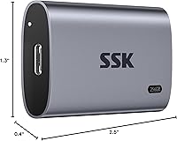 Vista 9 de SSK Disco duro externo SSD de 256 GB, SSD portátil de hasta 550 MB/s, unidades de estado sólido rápidas, unidad externa USB 3.2 Gen2 para iPhone