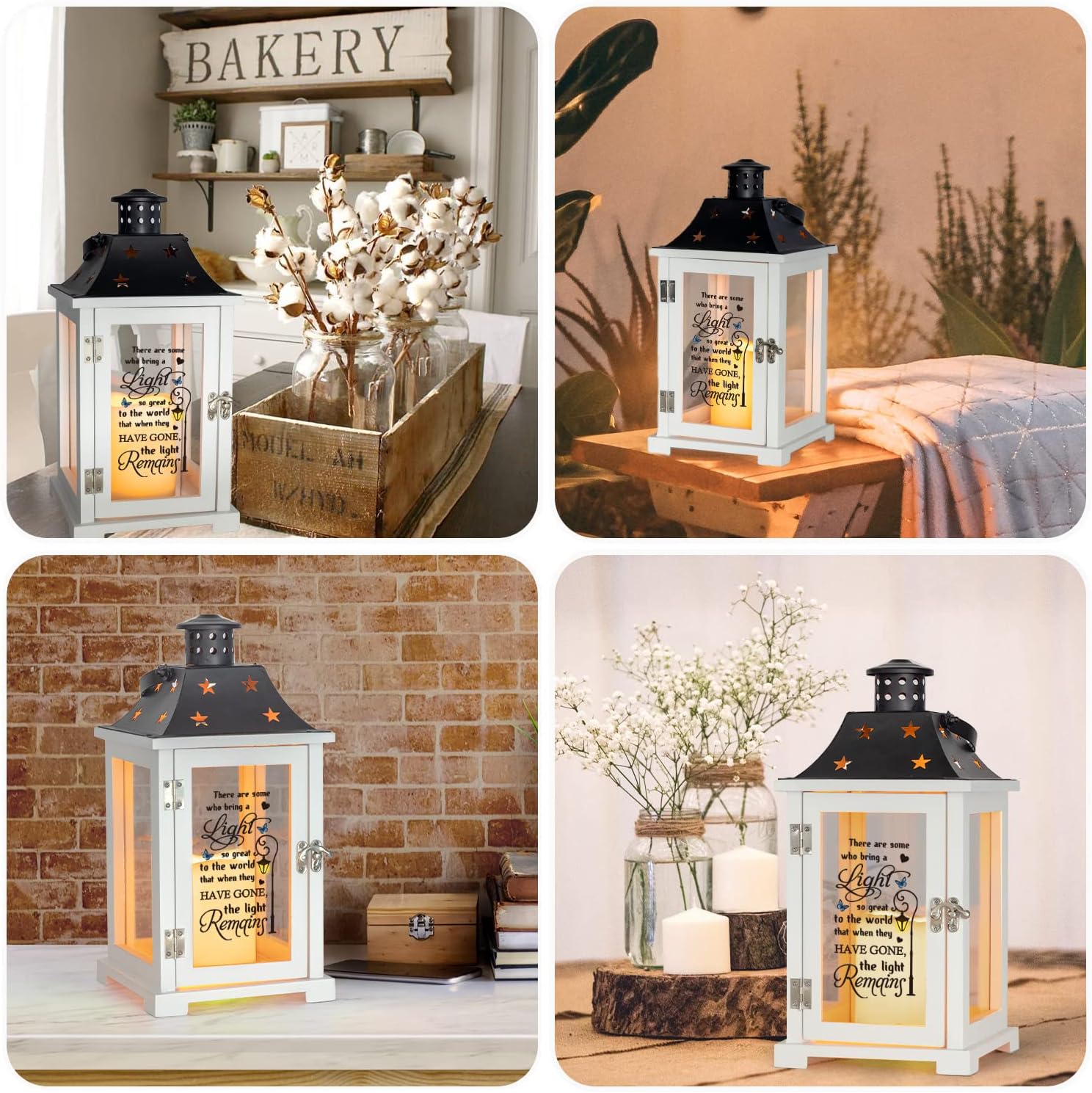 Memorial Lantern, Sympathy Memorial Gifts for Loss of Loved One, Mother, Father, Husband, Bereavement Gift Ideas, Black Metal Remembrance Gifts, Tabletop & Hanging - There're Some Who Bring a Light - Image 5