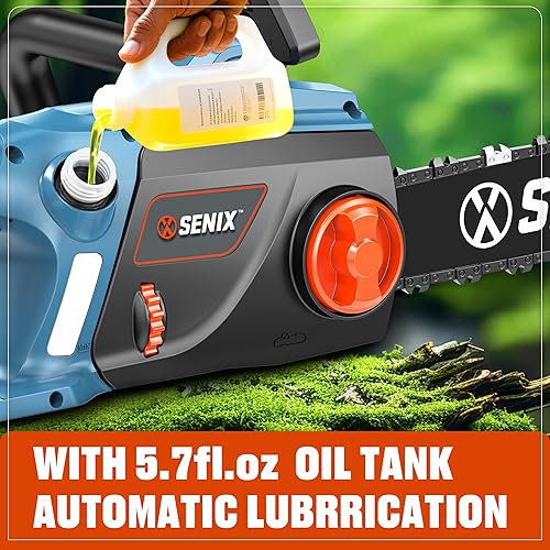 Miniatura 6 de SENIX Motosierra eléctrica de 12 amperios, extremidades y leña, mango auxiliar lateral