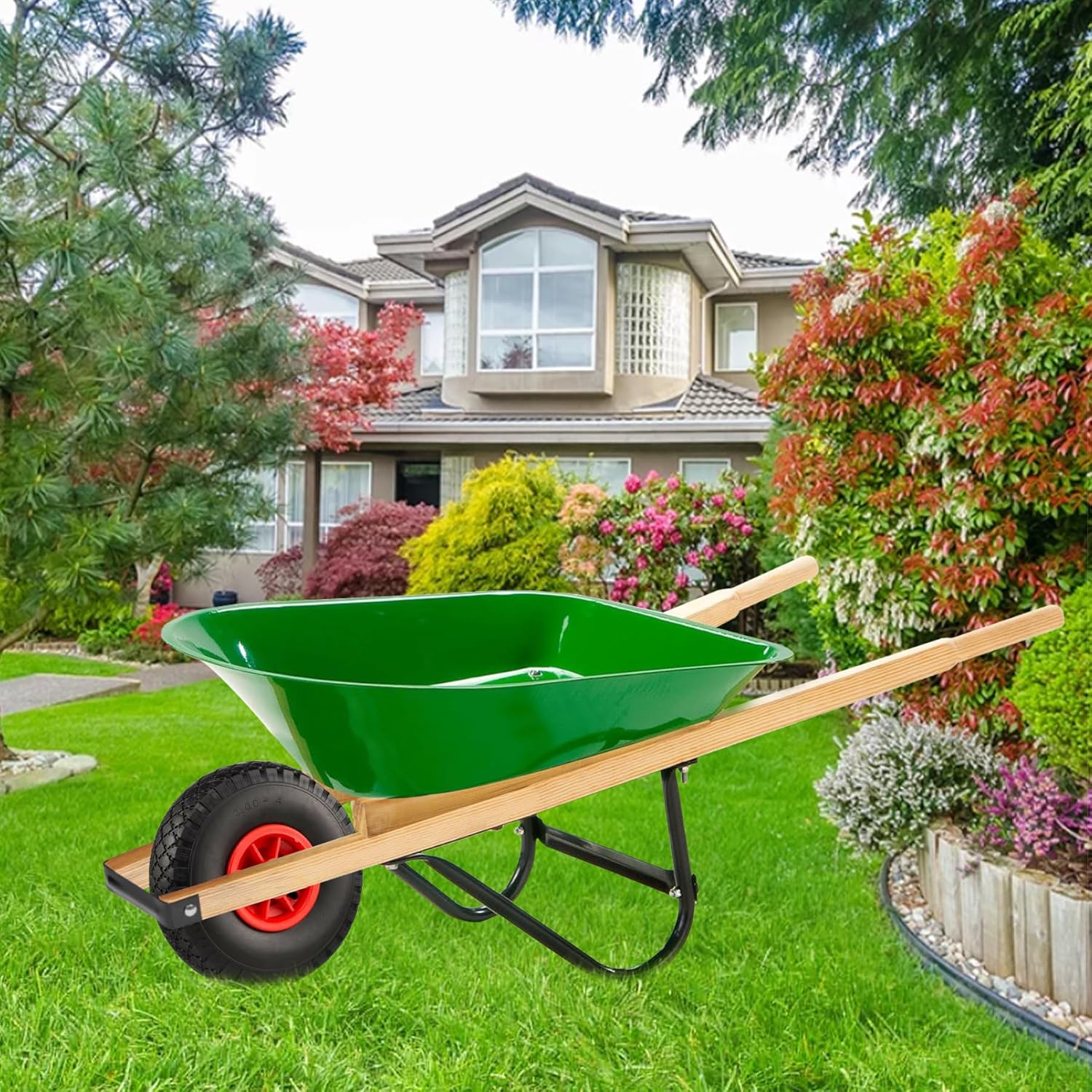 Wood Replacement Wheelbarrow Handles Kit with 304 Stainless Nuts and Bolts, Includes 2 Wedges Tough Seal Coat and Pre-Drilled Holes for Easy Installation