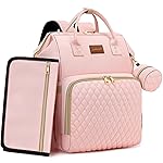 ROSEGIN Pink Diaper Bag Backpack for Baby Girls - Baby Shower Gifts for Mom, Quilted Diaper Bag with Changing Pad, Pacifier Case, Insulated Pockets, Stroller Straps, 35L Large Capacity - Cute