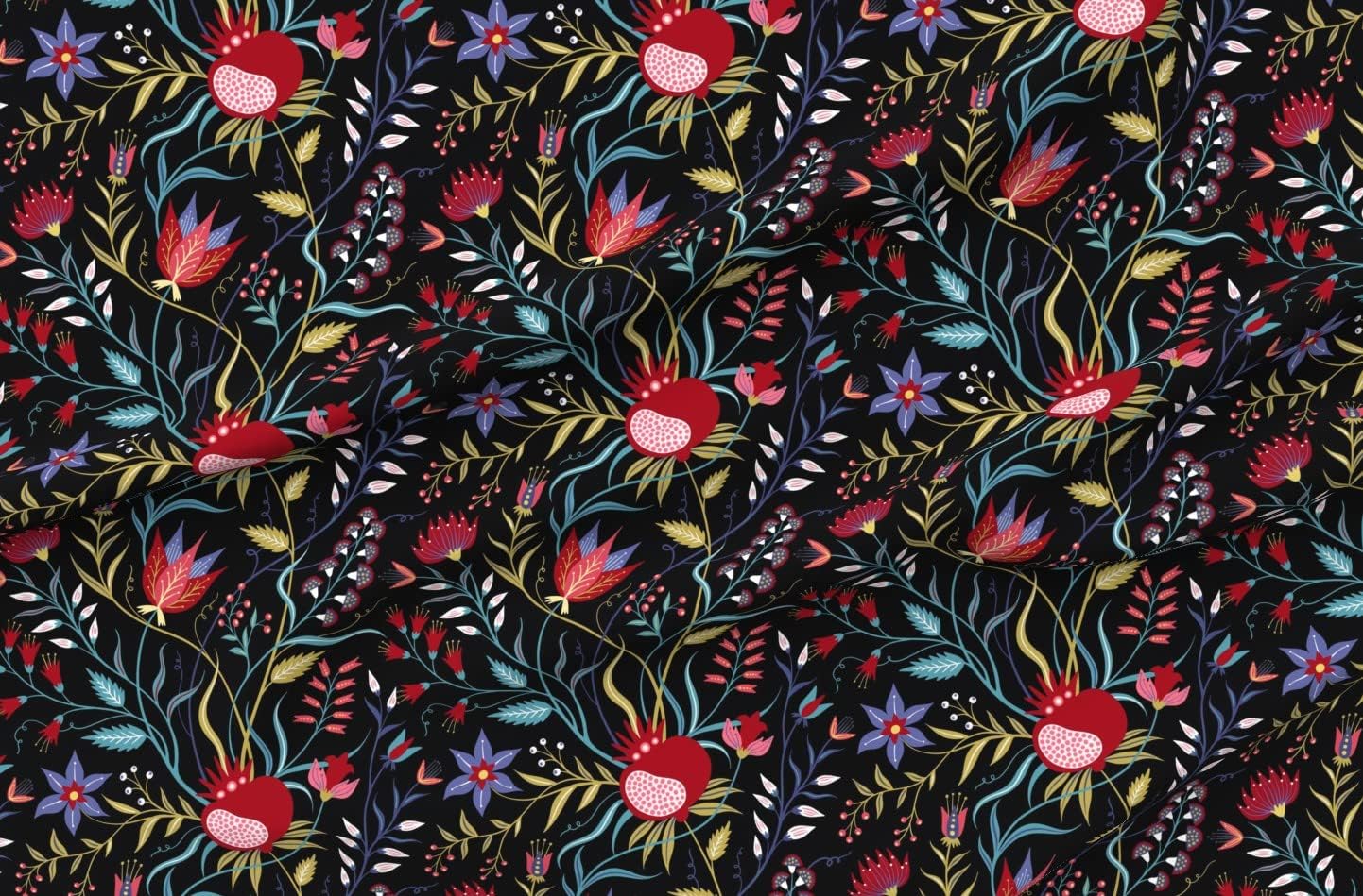 Spoonflower Fabric - Chintz Floral Tropical Bright Island Rainbow Flowers Printed on Organic Cotton Sateen Fabric by The Yard - Sewing Quilting Apparel Home Decor