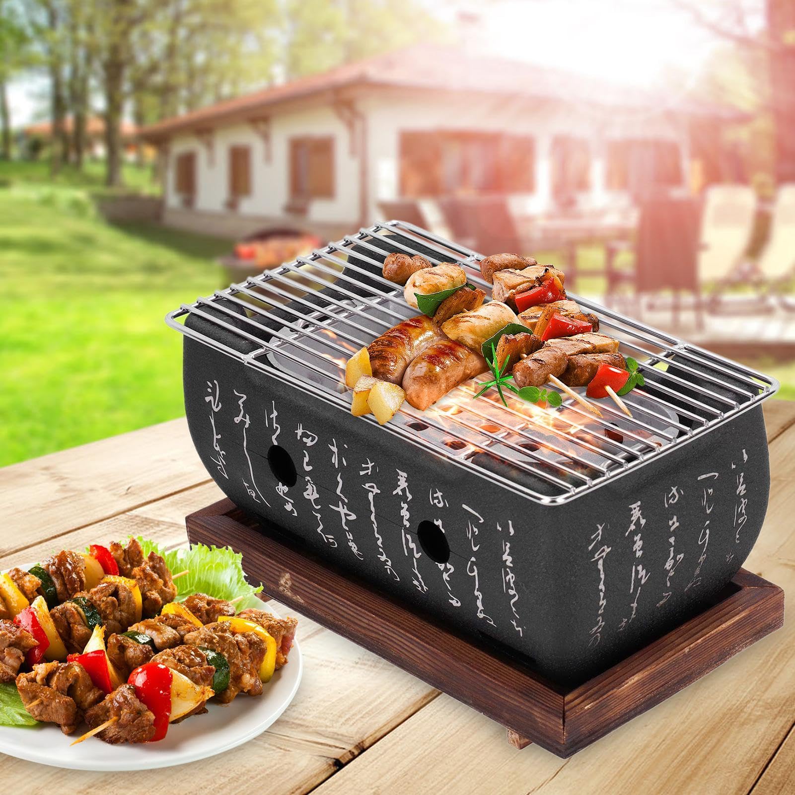 Japanese Portable Bbq Grill | Tabletop Charcoal Bbq Grill | Stile giapponese portatile Grill | Travel-friendly Bbq Household Charcoal Stove Tabletop Charcoal 34,5 x 17 x 12 cm Small Cha