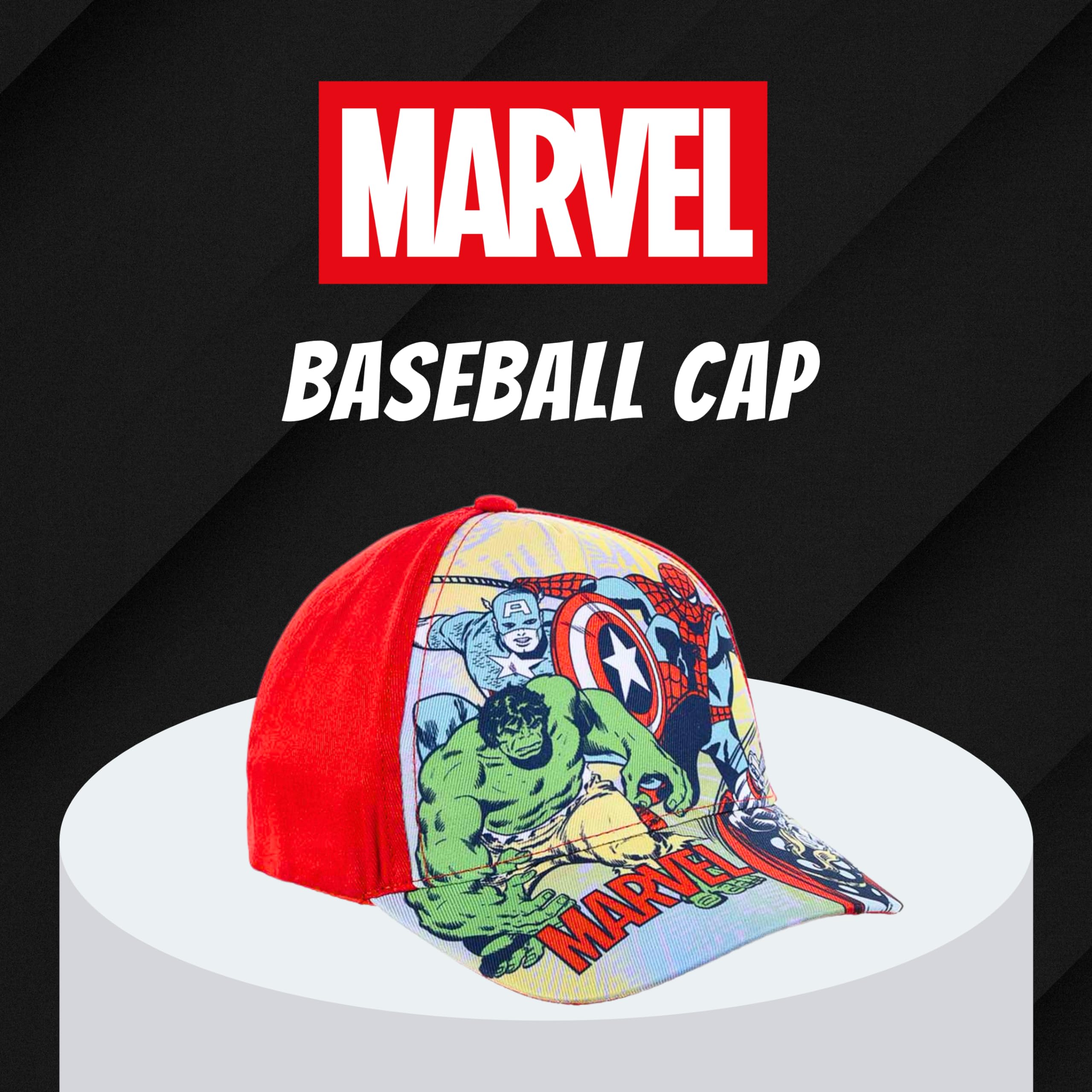 Marvel Avengers Cappello per Ragazzi, Design The Avengers Hulk Thor Capitan America e Spider-Man Cappello da Baseball Berretto Estivo per Bambino, Regalo per Ragazzo | Rosso