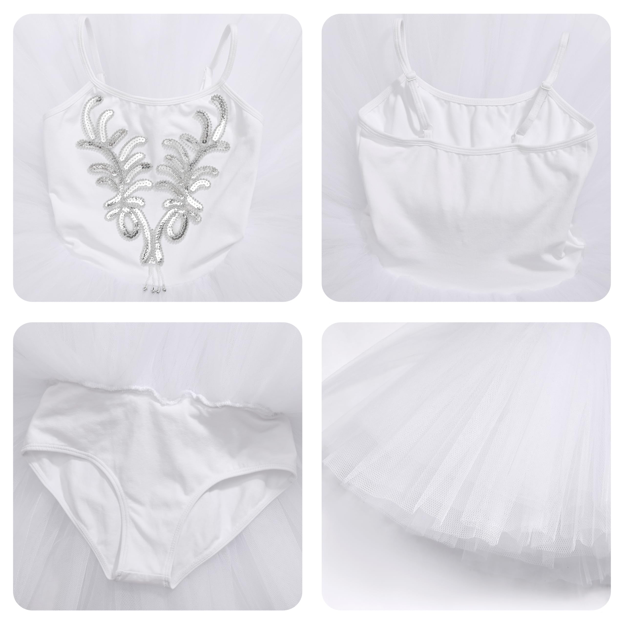 Robe de Ballet Danse Cygne pour Fille Vêtements Danseuse Justaucorps Danse Classique Fille Ballet Tutu