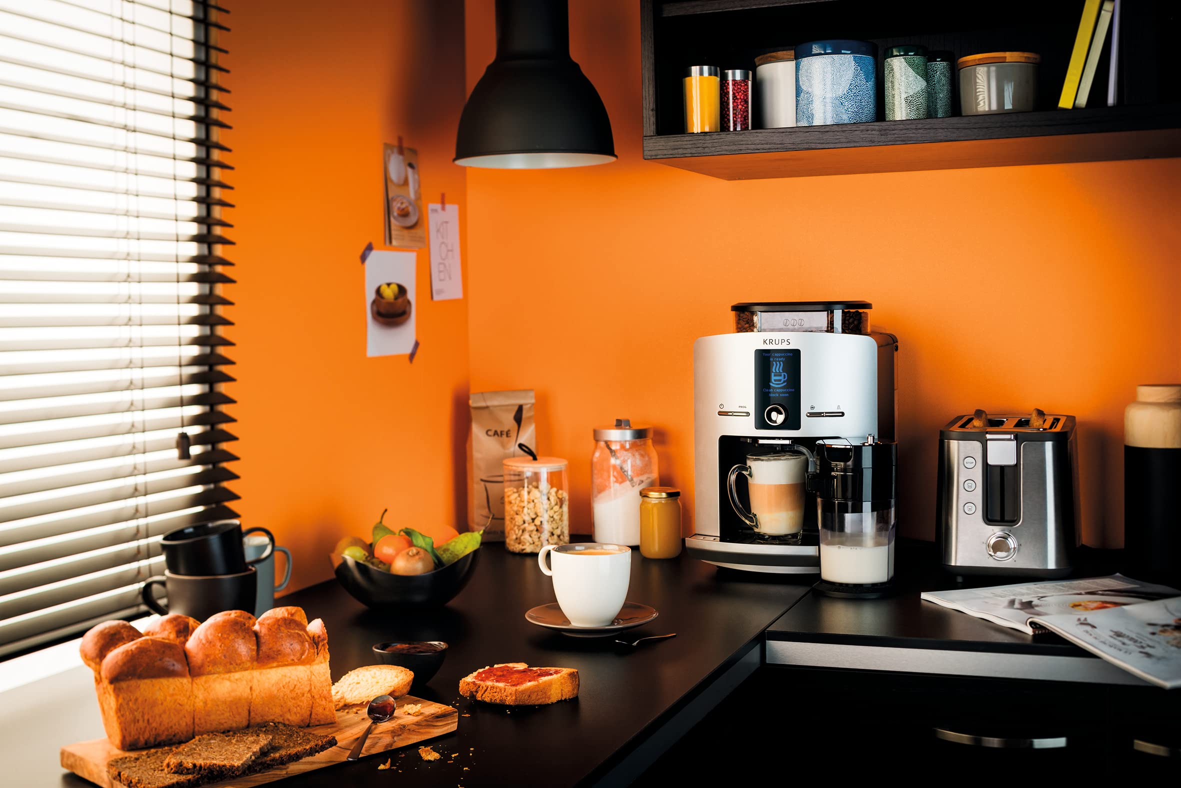 KRUPS Espresseria Latt, Tanque 1,7 L, 1450 W, Cafetera de Acero, Trituradora, Cappuccino Instantáneo, Limpieza Automática, 15 Bares YY4201FD
