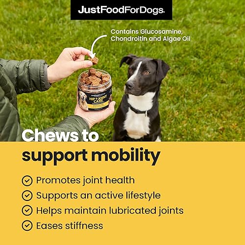 Miniatura 2 de JustFoodForDogs, suplemento de movilidad con masticables suaves para cadera y articulaciones de perros con glucosamina y condroitina, mezcla de