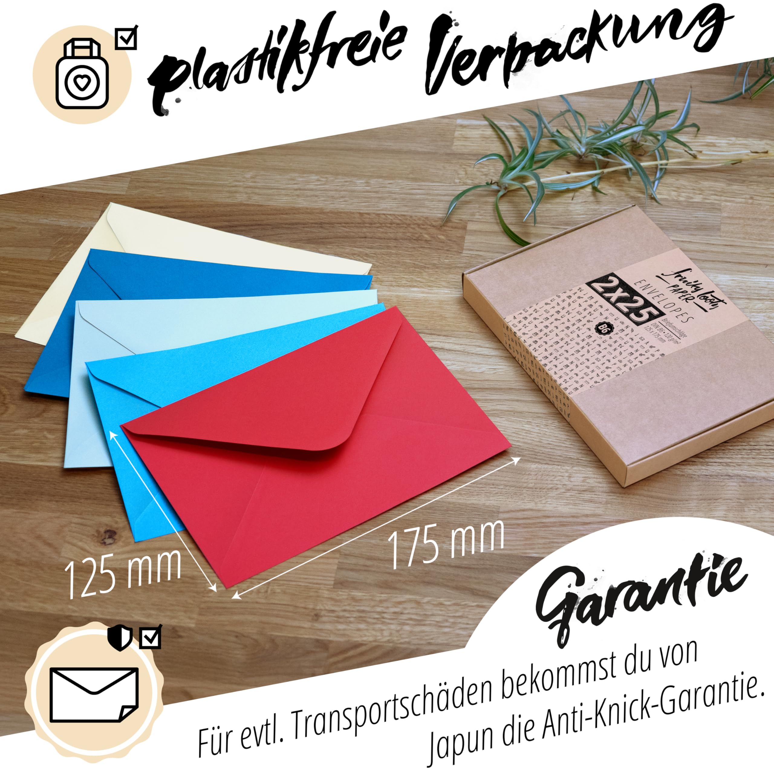 Juego de 50 Sobres de Colores Papel DIN B6 175x125 mm 120 g/m² Colorido