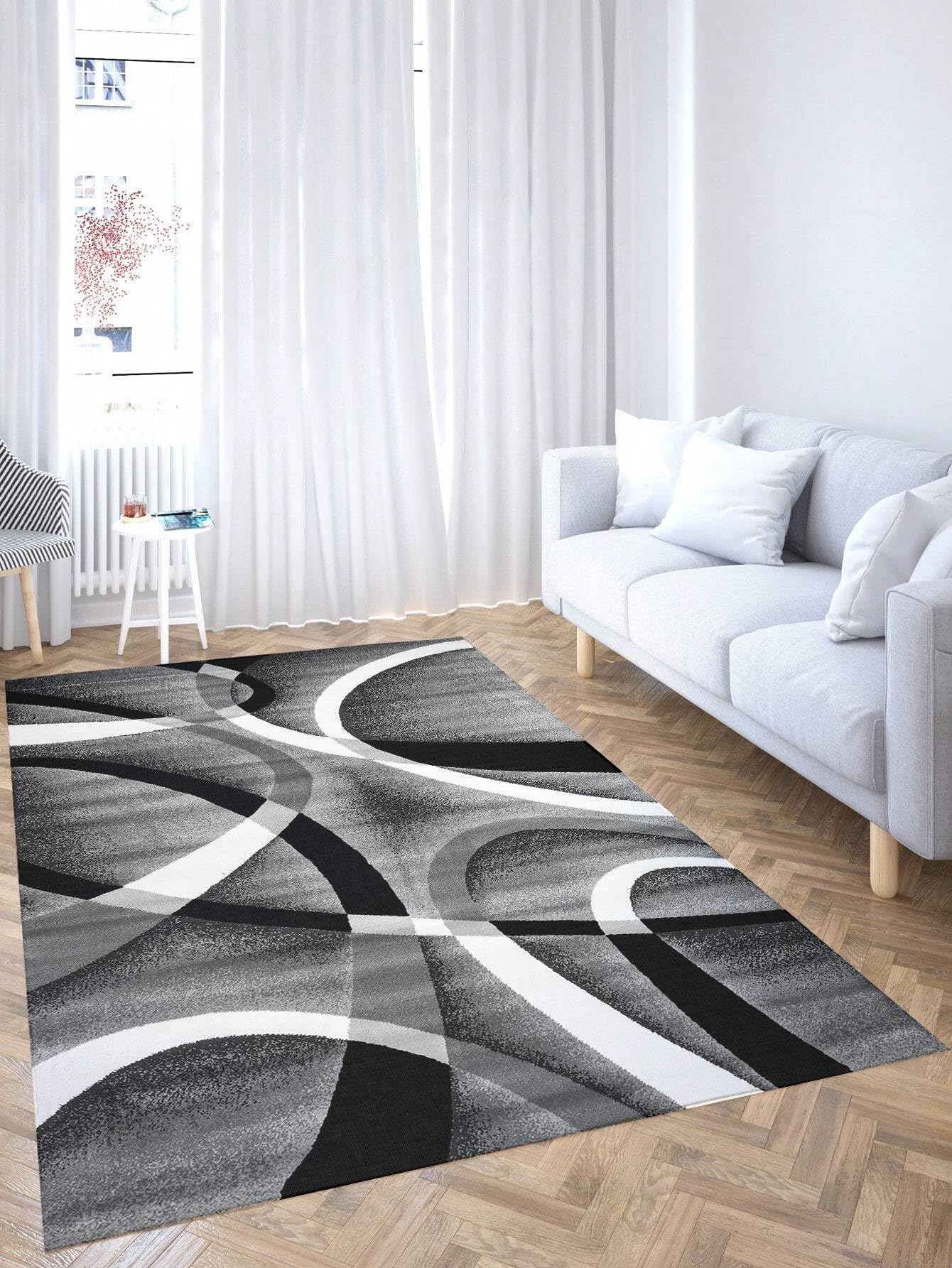 Black Large Modern Rugs Living Room, Bedroom 120x170 cm Rug Extra Large Small Medium Rug Soft Touch Thick Pile Non-Shedding Area Rugs Carpet