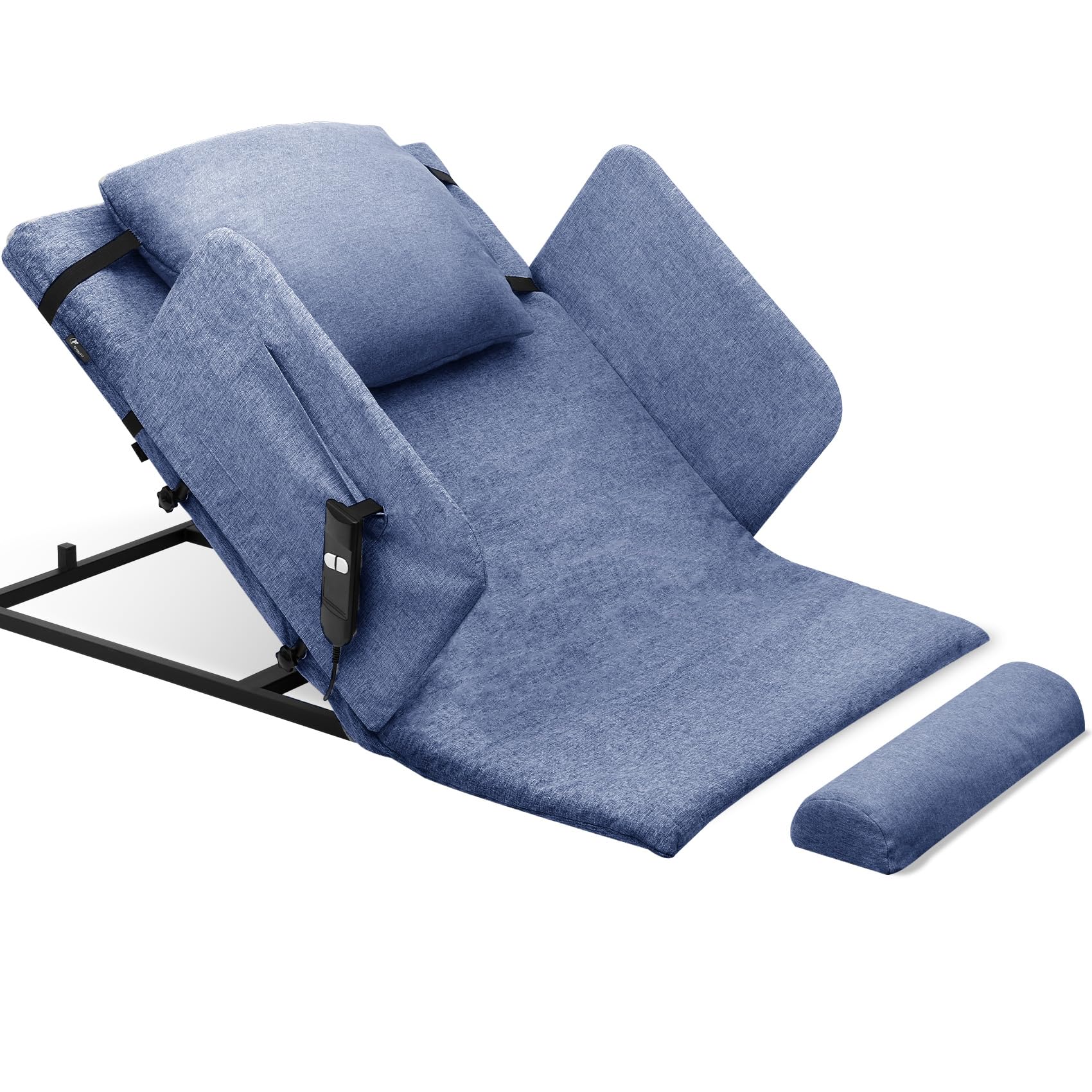 Electric Lifting Backrest for Bed, Adjustable Bed Rest Help The Elderly Get Up Easily, Weight Capacity Up to 330 Pounds, Silent Lifting 2° - 80°, with Guardrails and Leg Pads 46.3 X 33.46 (Blue)