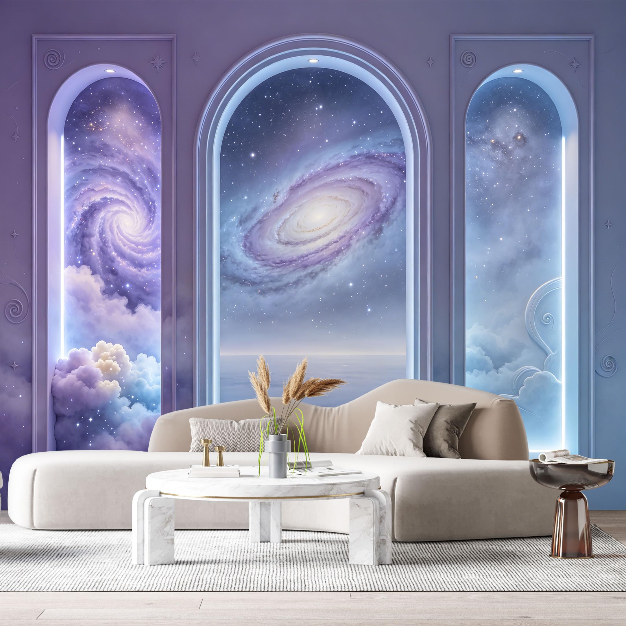 Custom Size Wall Murals Galaxy Space Nebula Stars 3D Trompe L'Oeil SelfAdhesiveWall Fabric Removable Wallpaper Wall Decor for Living Room Bedroom Bathroom