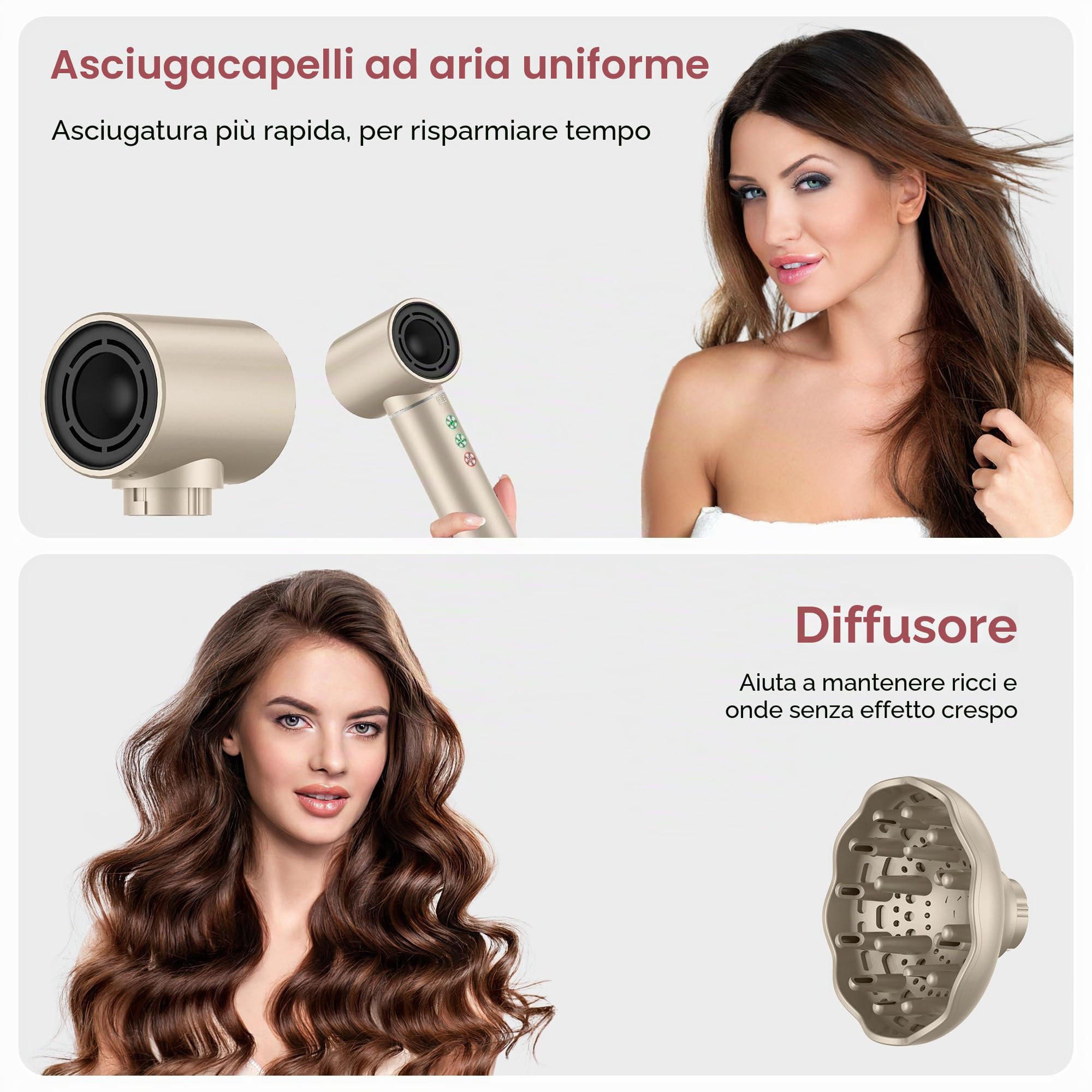 MogaWave Air Styler 7 in 1 Hair Styler, Asciugacapelli 110000 RPM 20m/s, Asciugacapelli Styler con Hairstyler, Arricciacapelli ad aria, Spazzola Lisciante, Styler Capelli, Leggero e Silenzioso