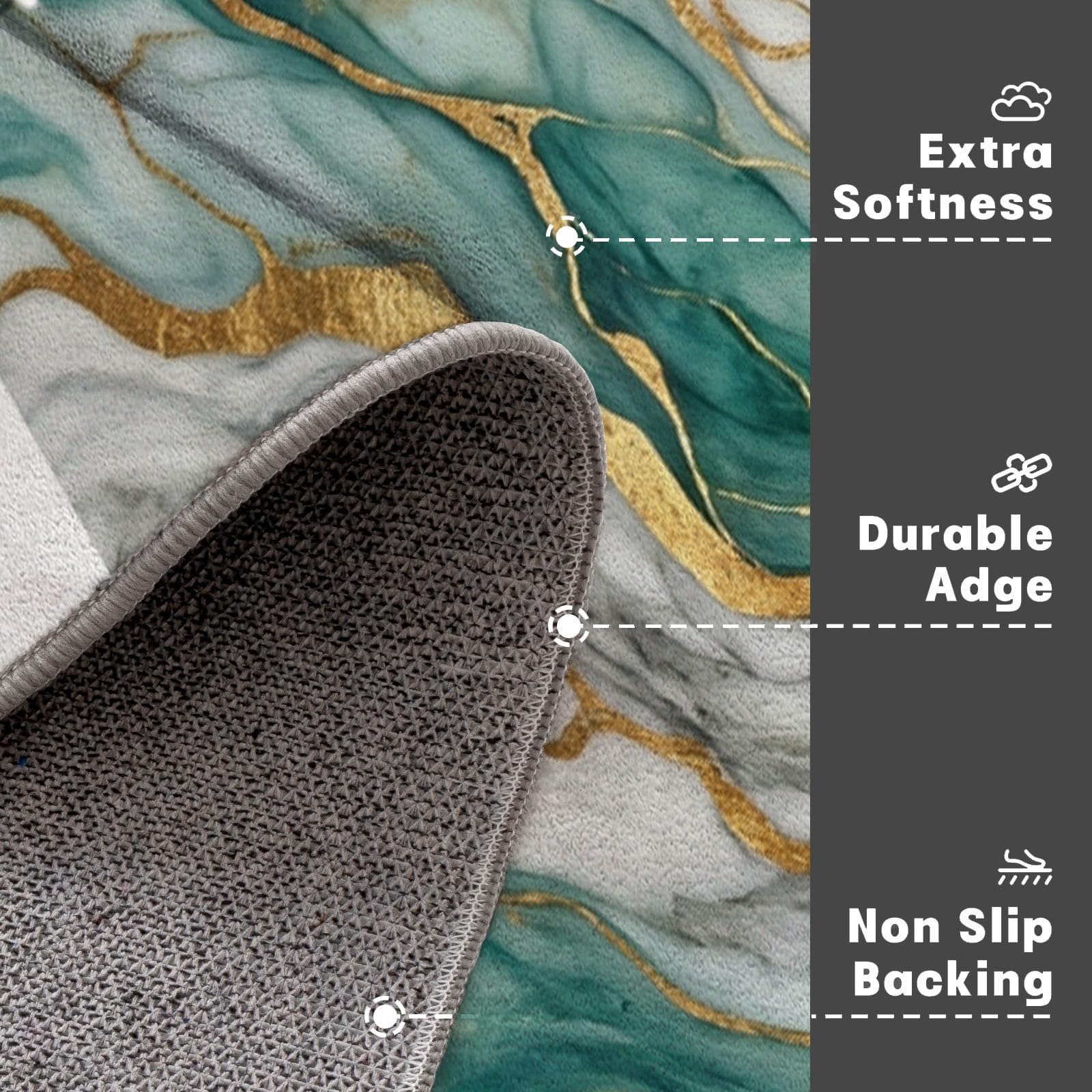 Zerbino 90X150Cm Per Interni Ed Esterni, Vortex Di Marmo Di Lusso, Tappetino Lavabile In Lavatrice, Zerbini Resistente Morbido Antiscivolo, Onde Moderne, Tappeto Ingresso, Verde Smeraldo