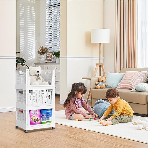 Miniatura 6 de Contenedores de almacenamiento apilables, organizadores plegables de armario y cajas de almacenamiento, estantes de plástico, contenedor organizador