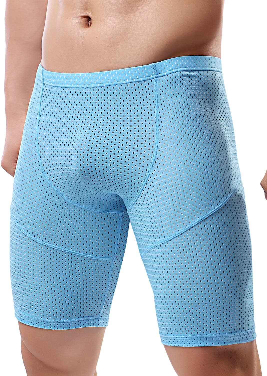 MIZOK Men's Tight Yoga Mesh Training Bodybuilding Gym Workout Shorts Jammer Swimsuit - Image 2