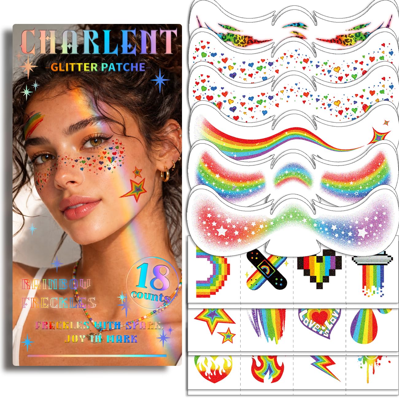 CHARLENT Glitter Pride Freckles Face Tattoos