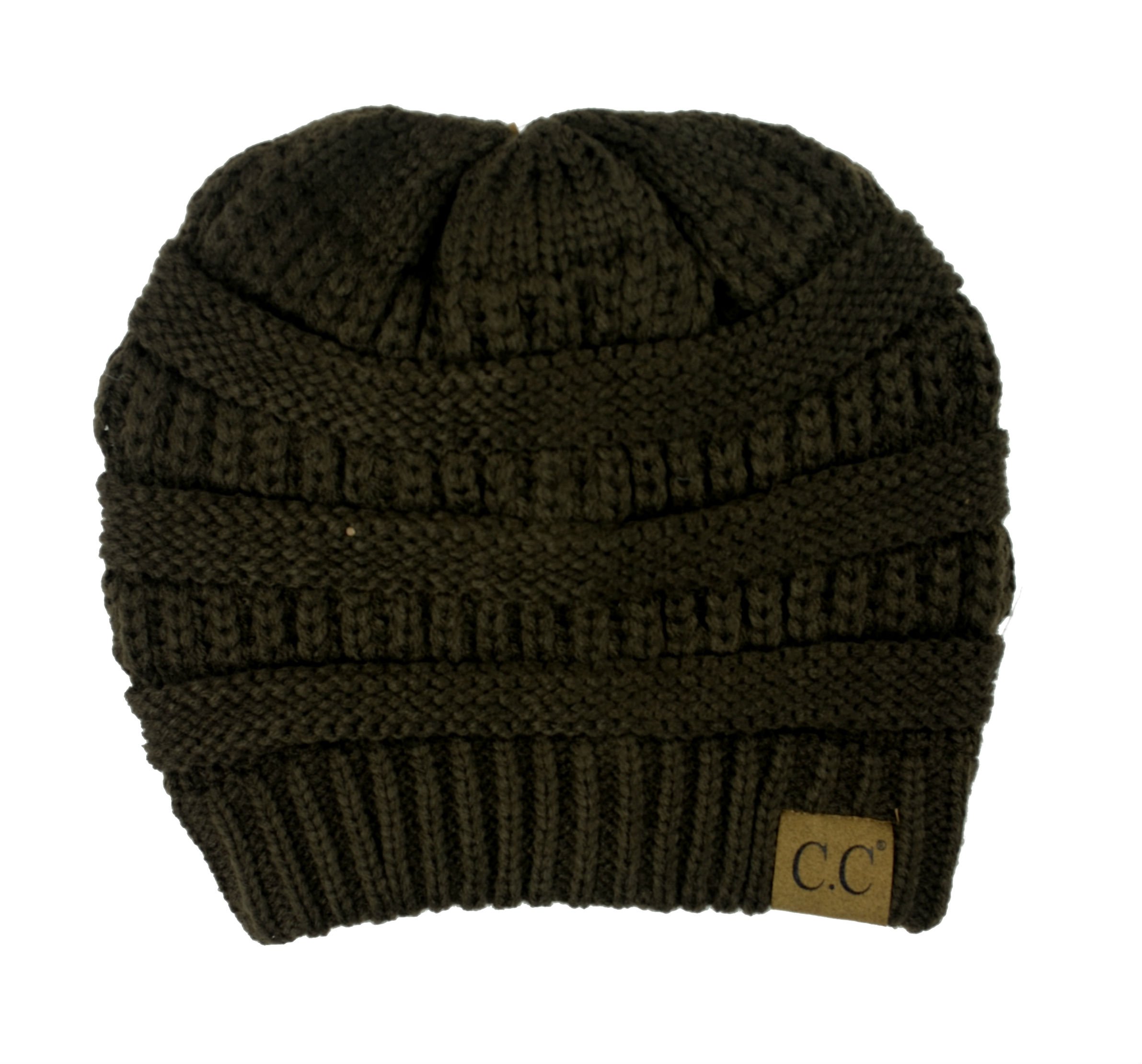 Cambridge SelectWinter White Ivory Thick Slouchy Knit Oversized Beanie Cap Hat (Brown)