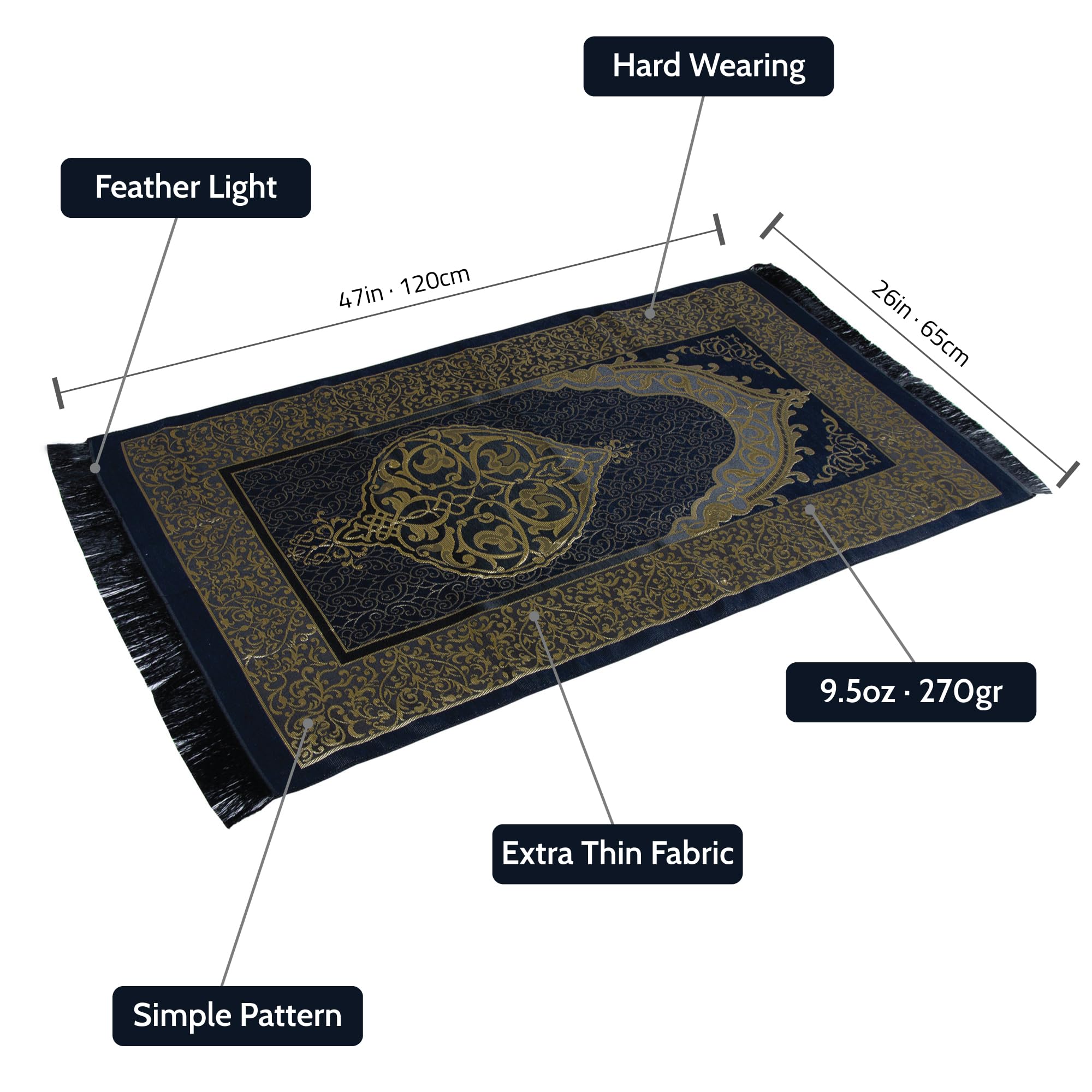 Set regalo di preghiera islamica per uomo, tappetino da preghiera in velluto, perline Tasbih, libro Yaseen - Elementi essenziali per la preghiera musulmana - Regalo per Ramadan Eid